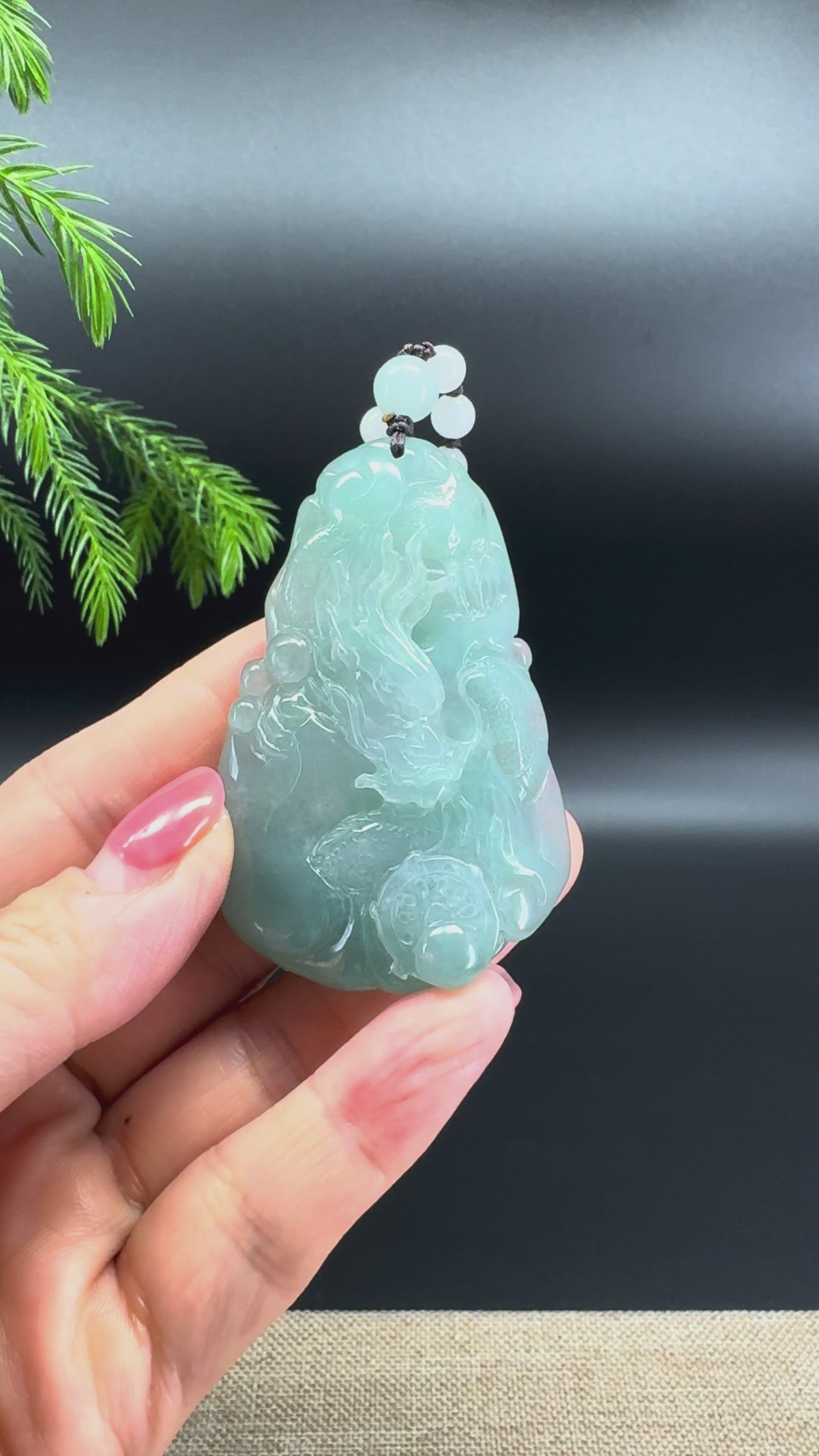 Load and play video in Gallery viewer, RealJade® Co. Natural Ocean Blue Jadeite Jade Dragon Pendant
