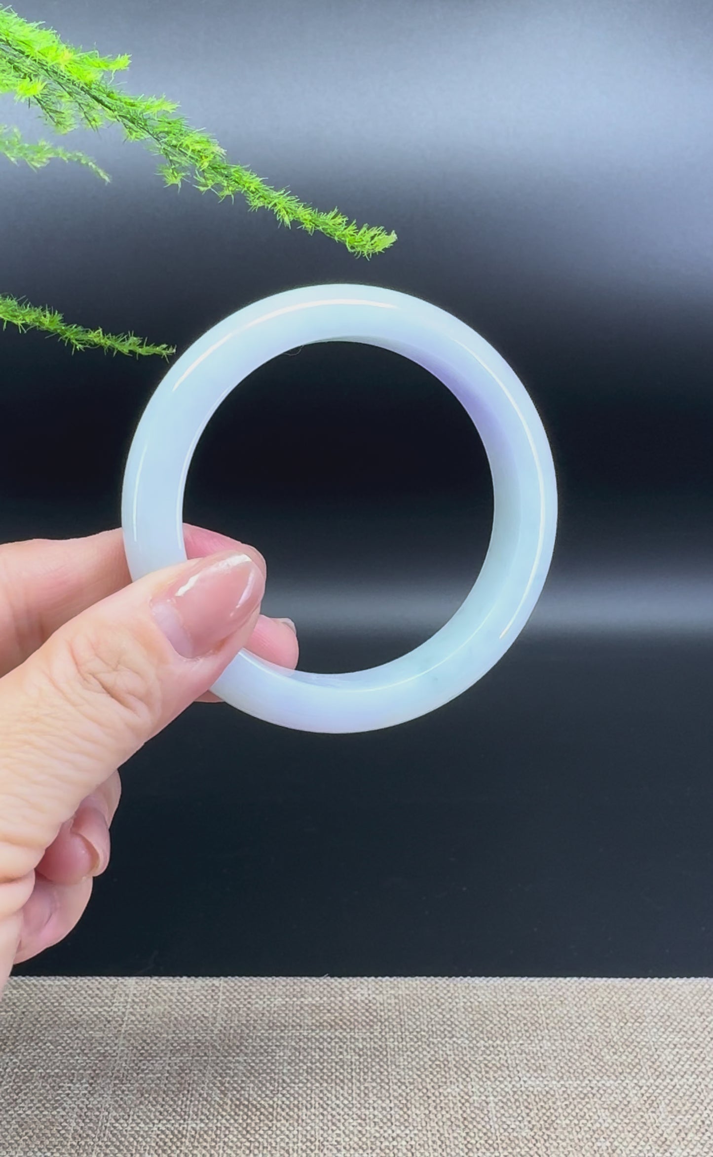 Load and play video in Gallery viewer, Genuine Burmese Lavender Green Jade Jadeite Bangle Bracelet ( 56mm )
