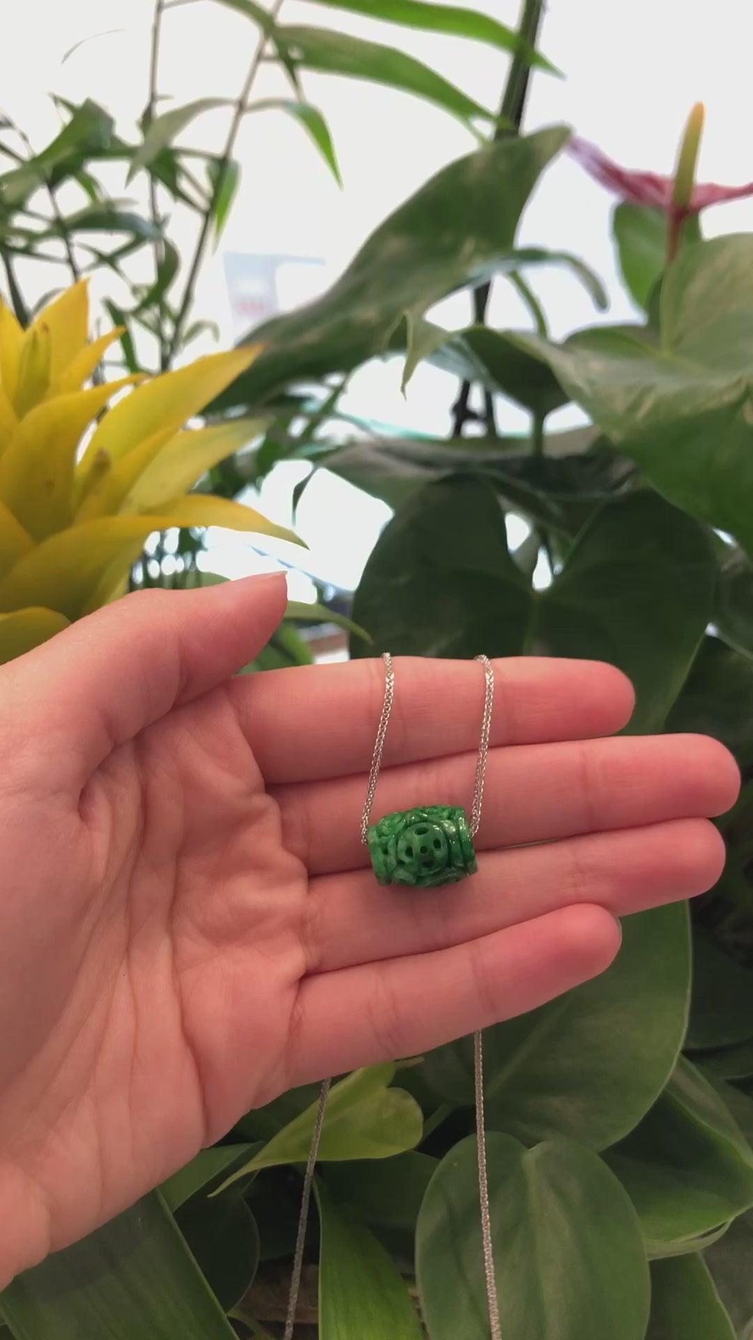 Load and play video in Gallery viewer, RealJade® &amp;quot;Good Luck Button&amp;quot; Necklace Green Jadeite Jade Lucky TongTong Pendant Necklace
