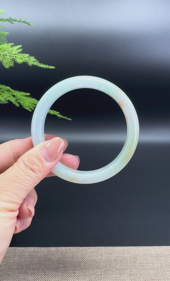 Load and play video in Gallery viewer, Genuine Burmese Lavender Green Jade Jadeite Bangle Bracelet ( 60.6mm )

