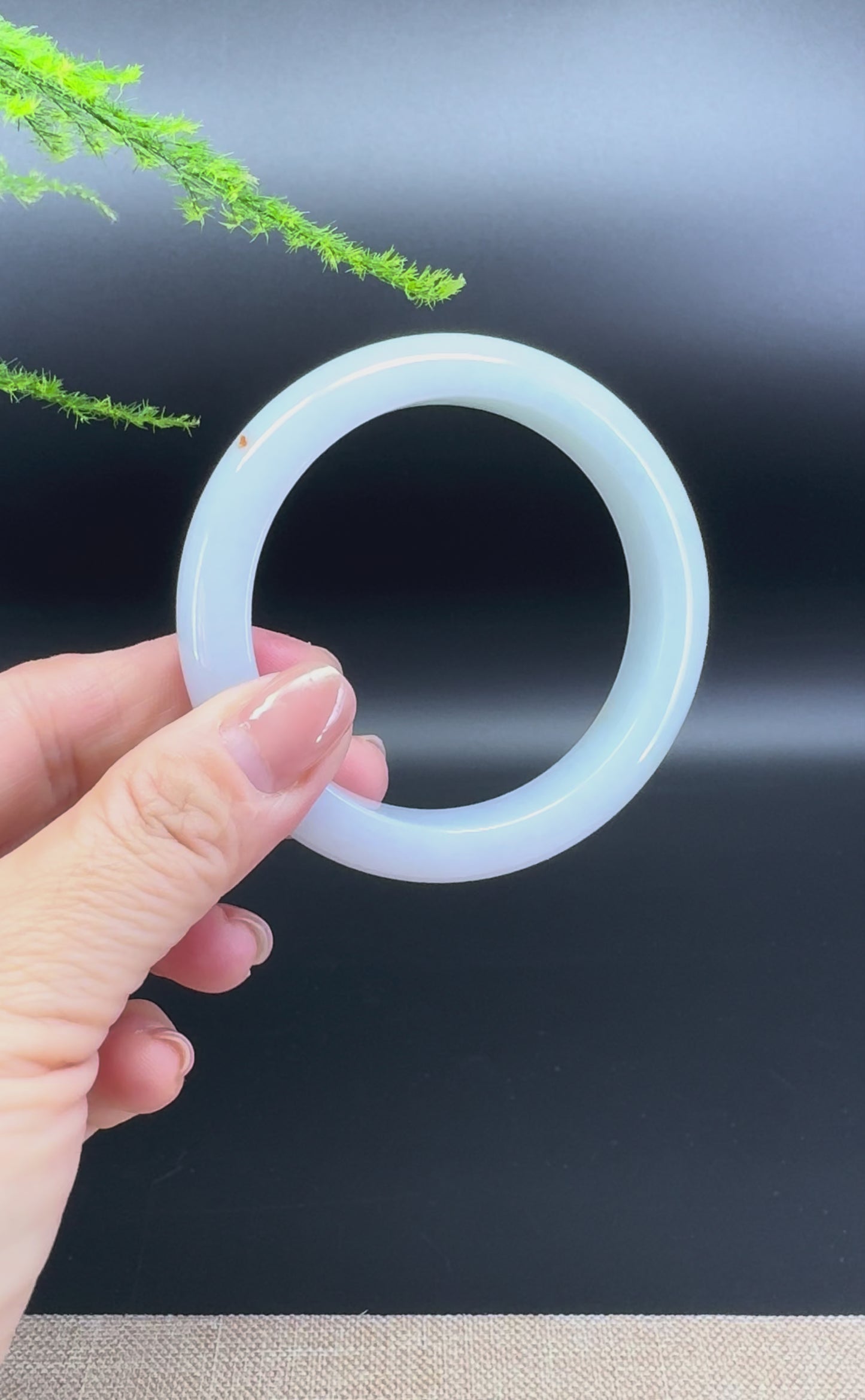Genuine Burmese Lavender Green Jade Jadeite Bangle Bracelet ( 56.5mm )