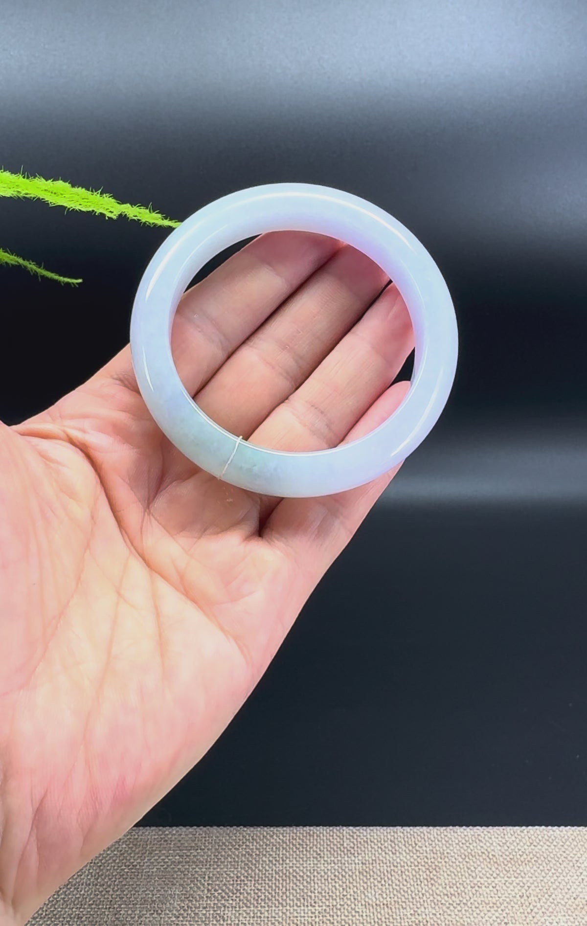 High-end Genuine Burmese Lavender Green Jadeite Jade Bangle Bracelet ( 54.3mm )