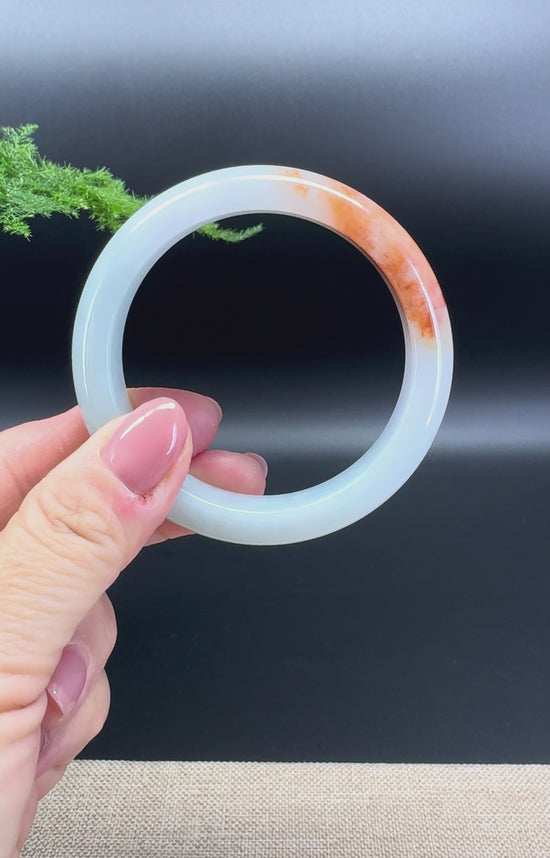 Load and play video in Gallery viewer, Genuine Burmese FU LU SHOU Jade Jadeite Bangle Bracelet (54.4mm)

