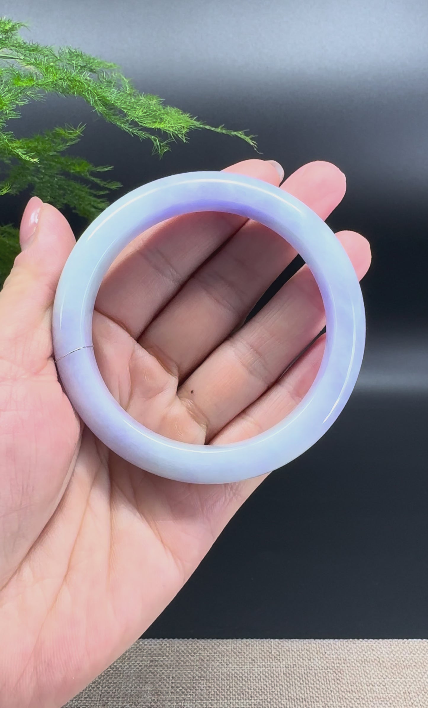 Load and play video in Gallery viewer, Genuine Burmese Lavender Jade Jadeite Bangle Bracelet (59.5mm)
