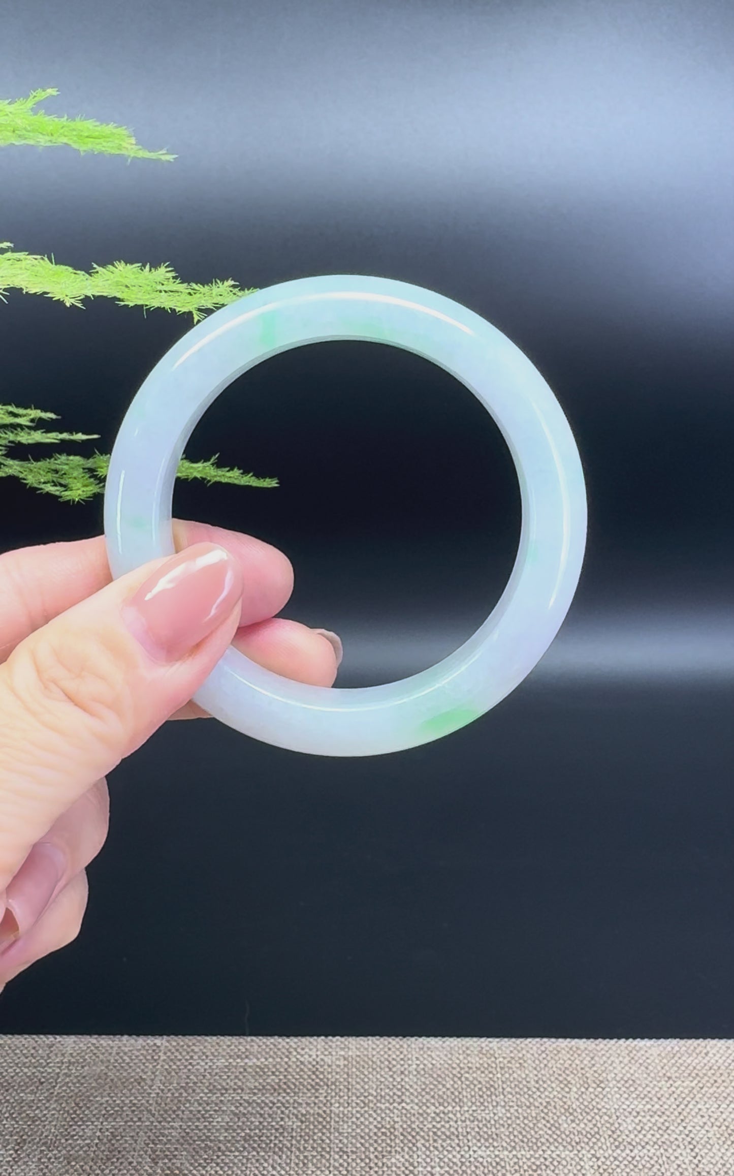 Load and play video in Gallery viewer, Genuine Burmese Lavender Green Jade Jadeite Bangle Bracelet ( 52.4mm )
