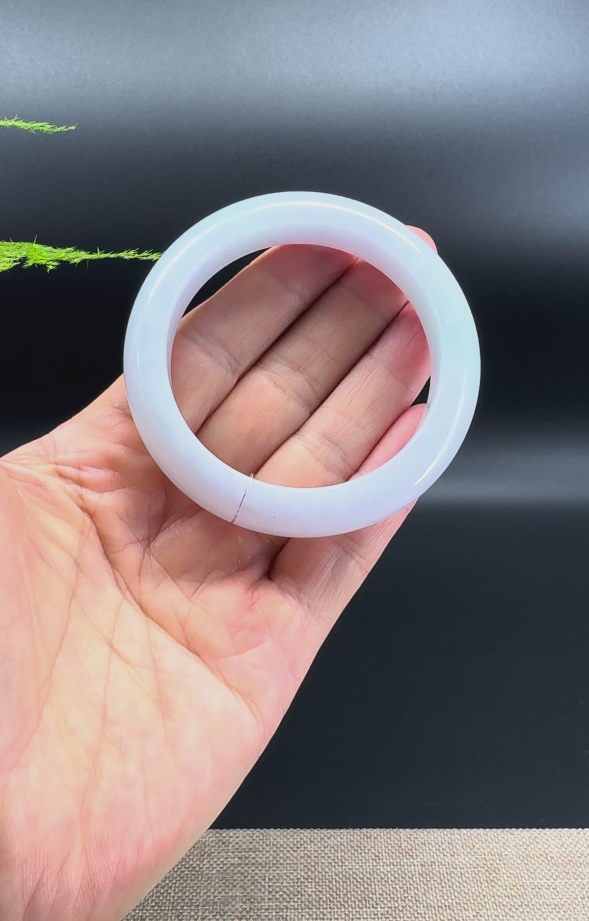 Genuine Burmese Light Lavender Green Jade Jadeite Bangle Bracelet ( 53.4mm )