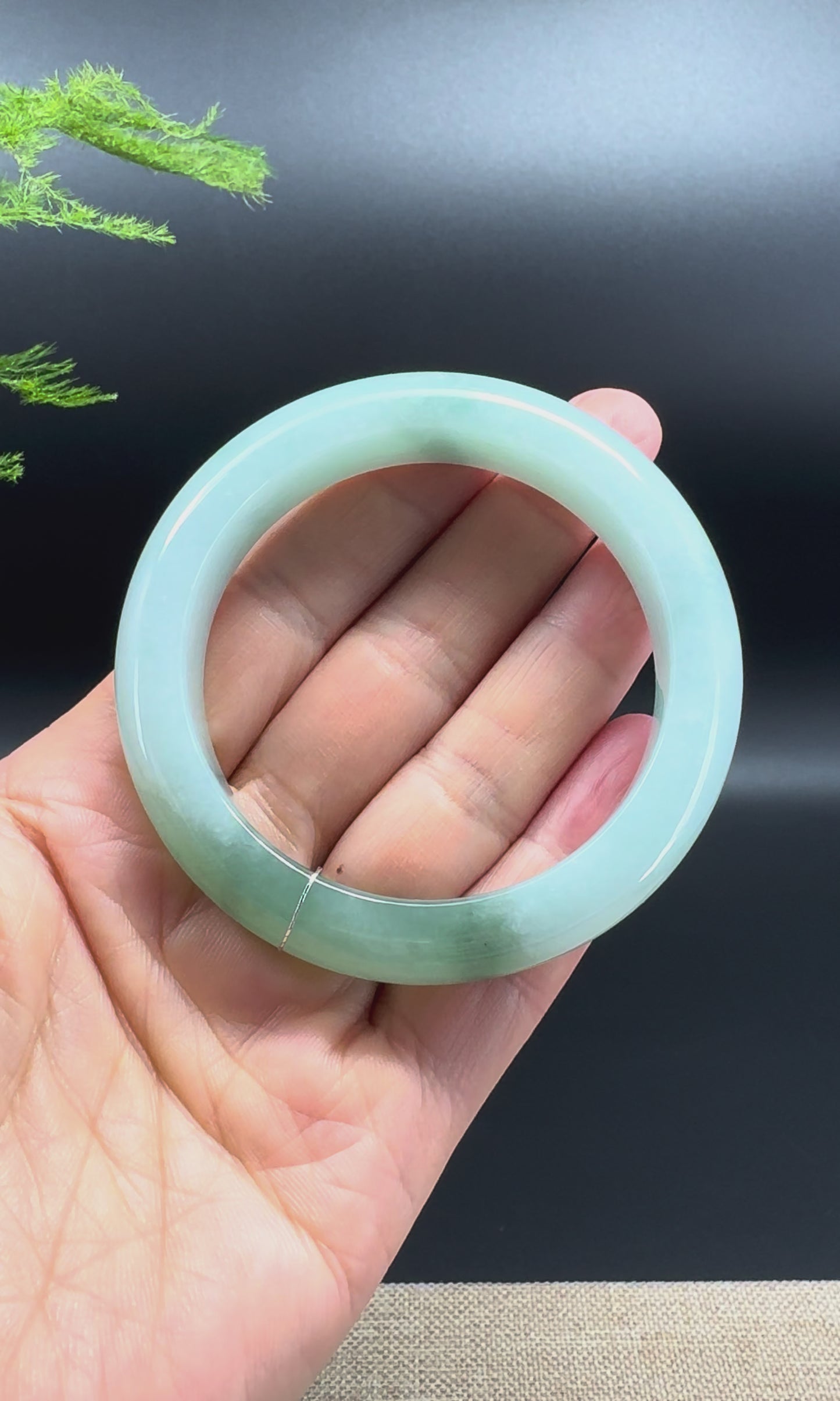 Genuine Burmese Icy Green Jade Jadeite Bangle Bracelet ( 54.1mm )