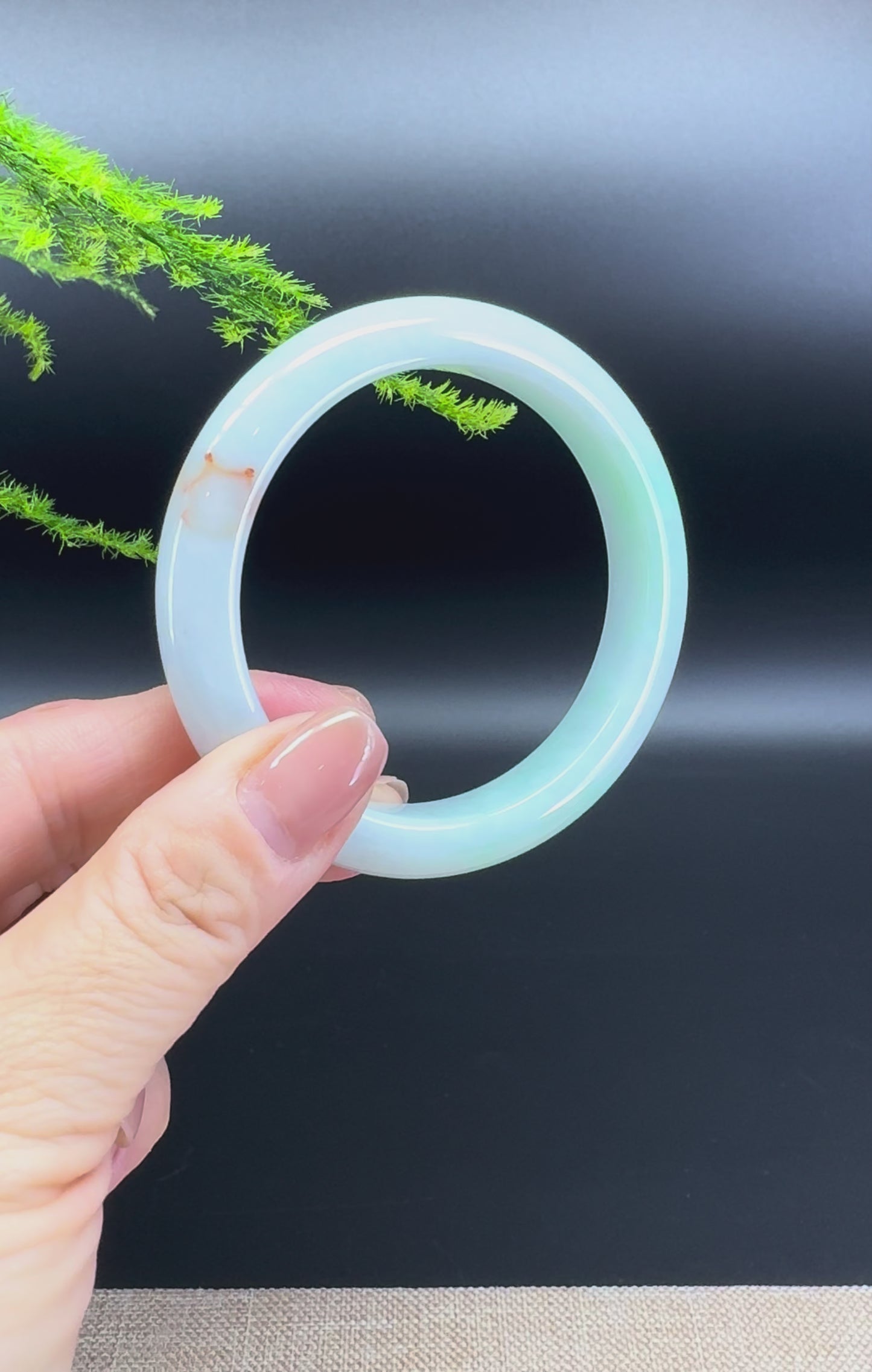 Load and play video in Gallery viewer, Genuine Burmese Icy Green Jade Jadeite Bangle Bracelet ( 55.6mm )
