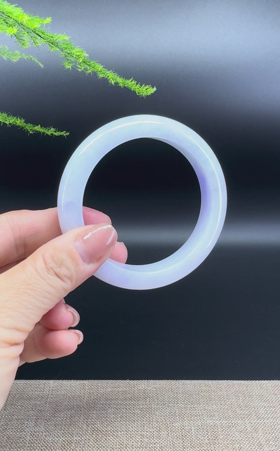 Load and play video in Gallery viewer, Genuine Burmese Lavender Jade Jadeite Bangle Bracelet ( 56.2mm )
