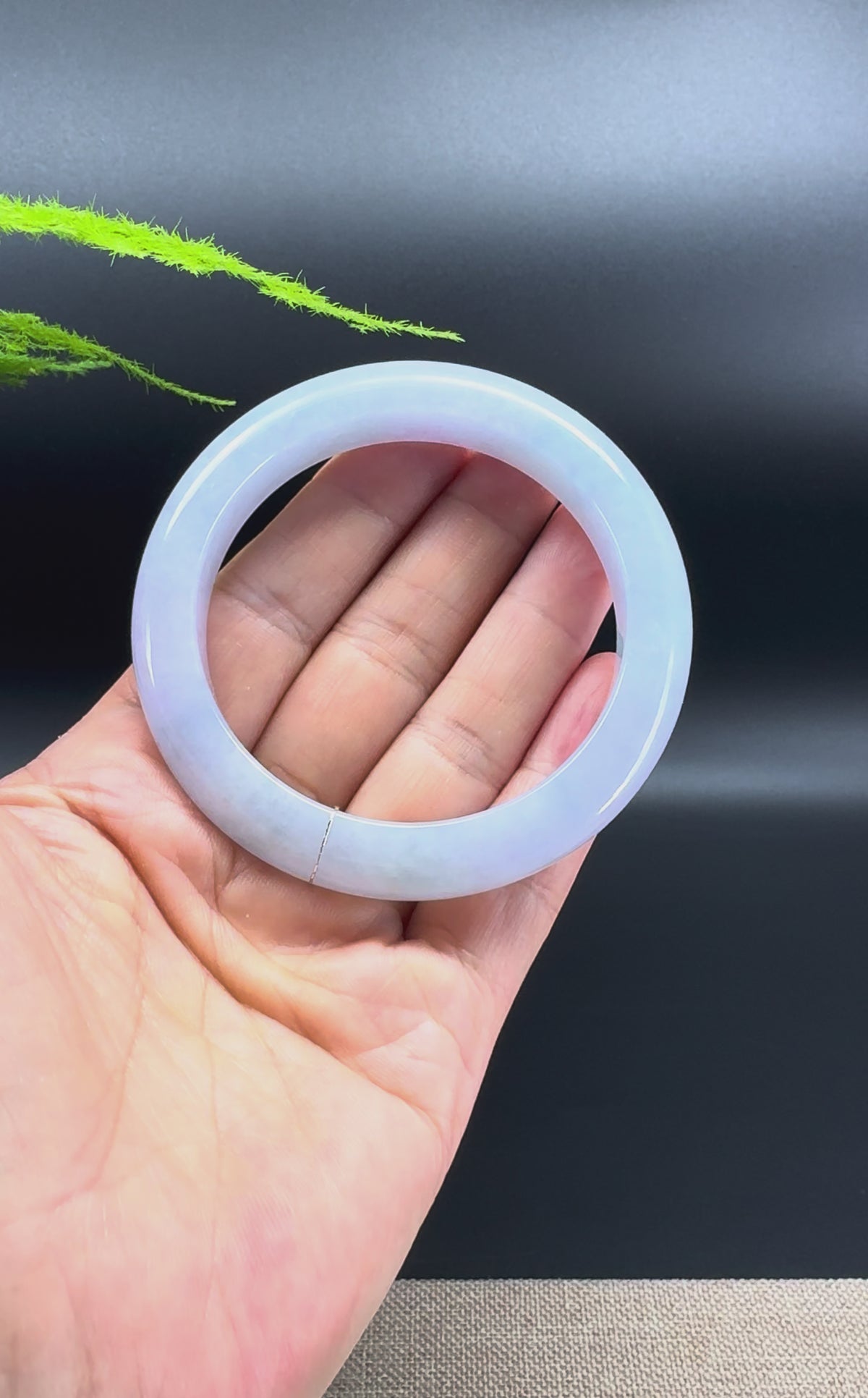 Genuine Burmese Light Blue Lavender Jade Jadeite Bangle Bracelet (56.2mm )