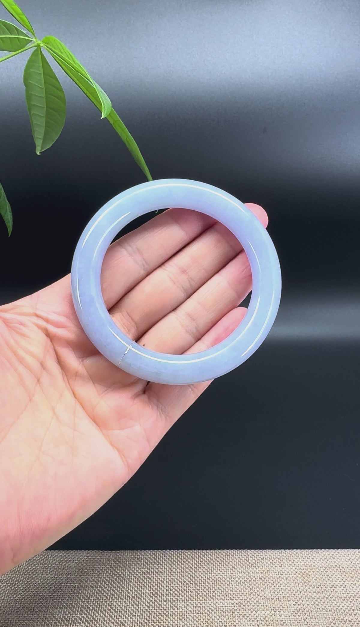 Genuine Burmese Deep Lavender Jadeite Jade Bangle Bracelet (55.9mm)