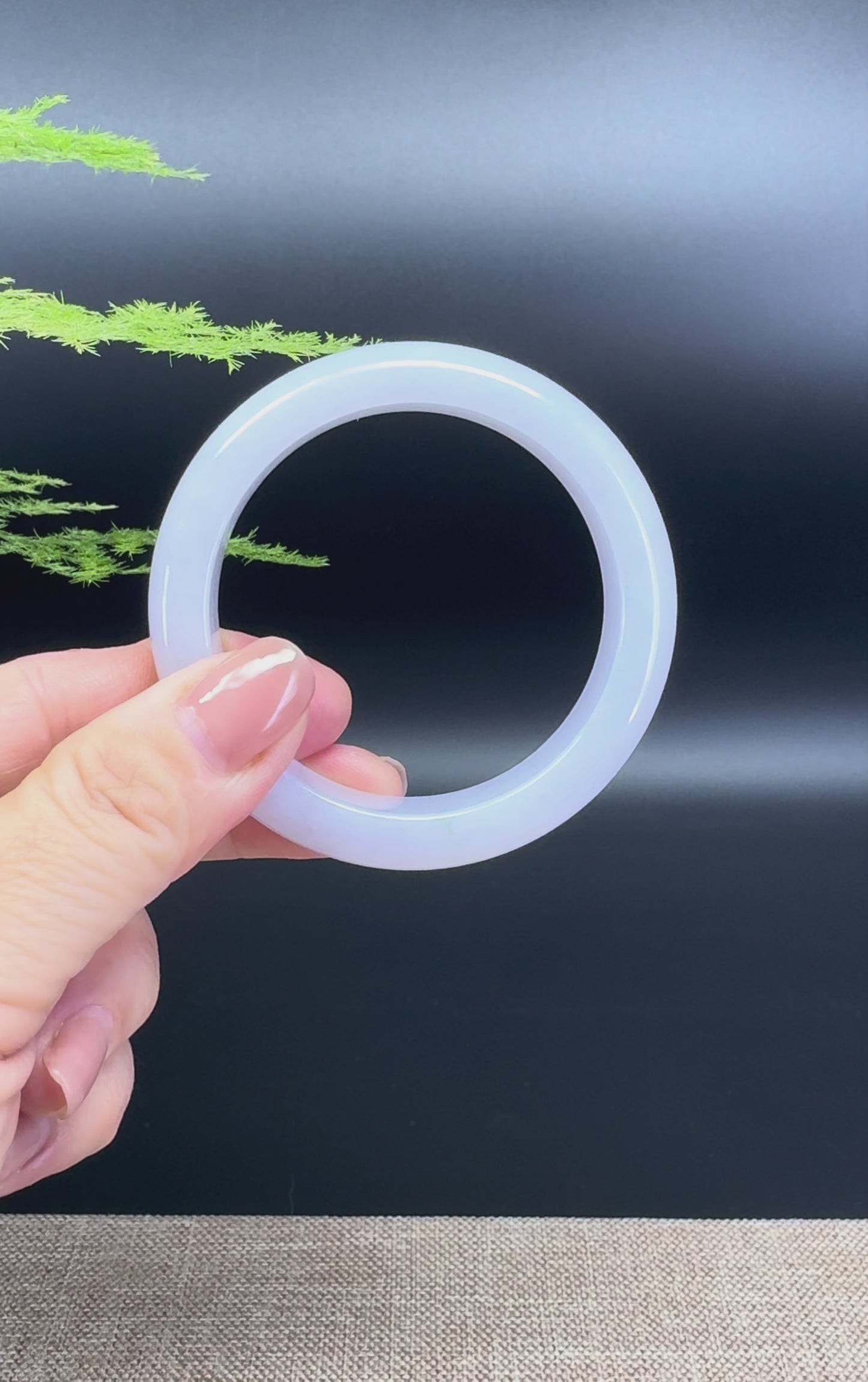 Load and play video in Gallery viewer, Genuine Burmese Light Lavender Jade Jadeite Bangle Bracelet (51.2mm)
