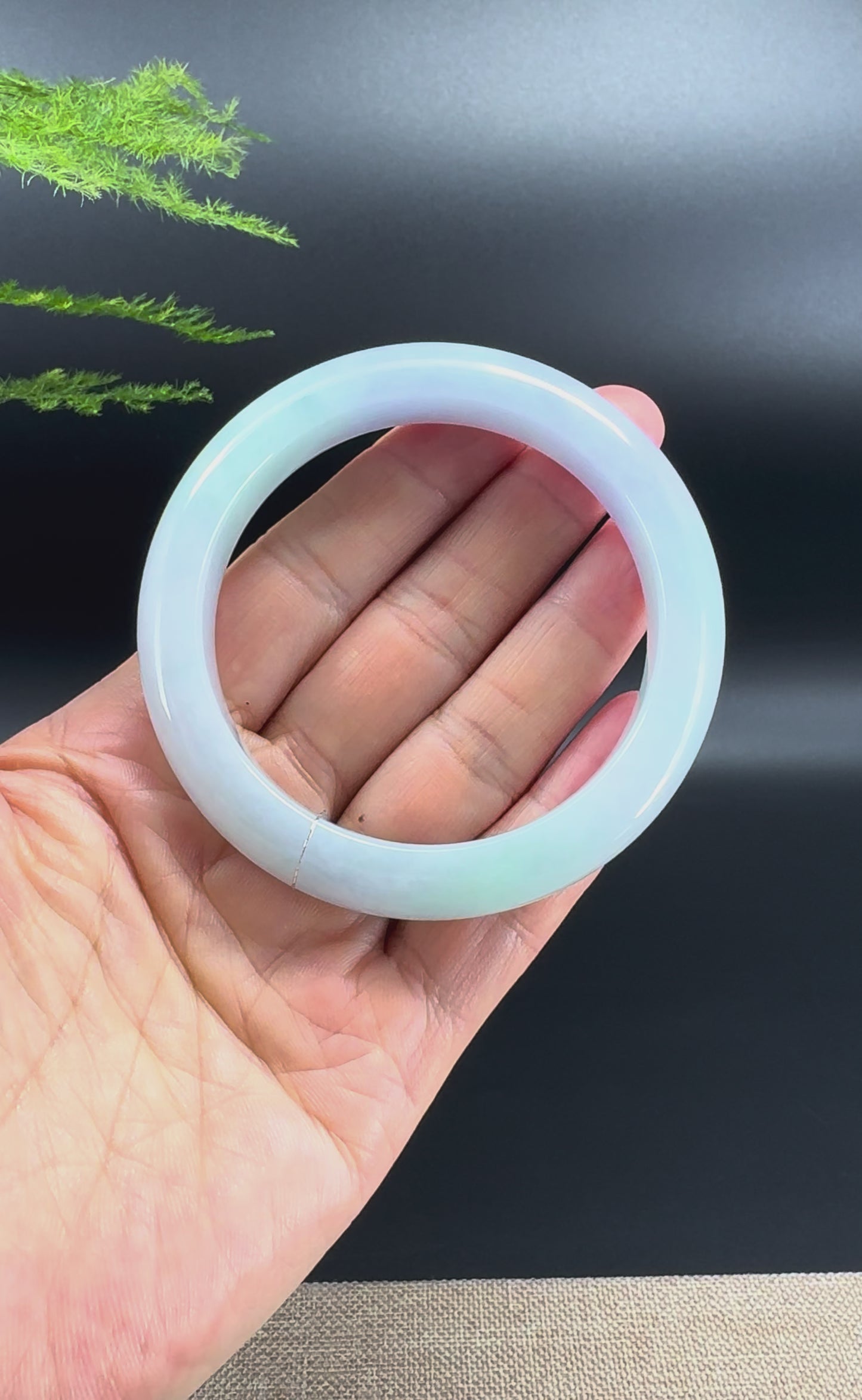 Genuine Burmese Lavender Green  Jade Jadeite Bangle Bracelet ( 57.8mm )