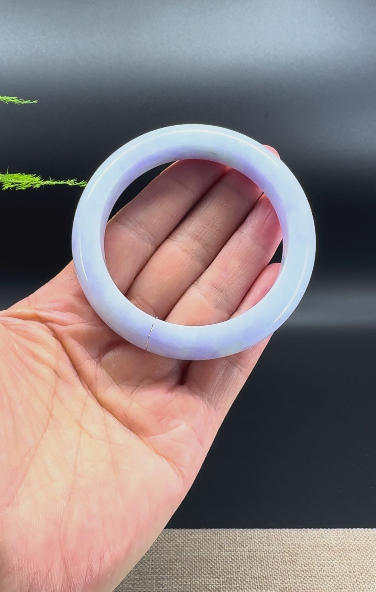 Genuine Burmese Lavender Green Jadeite Jade Bangle Bracelet (55.9mm)
