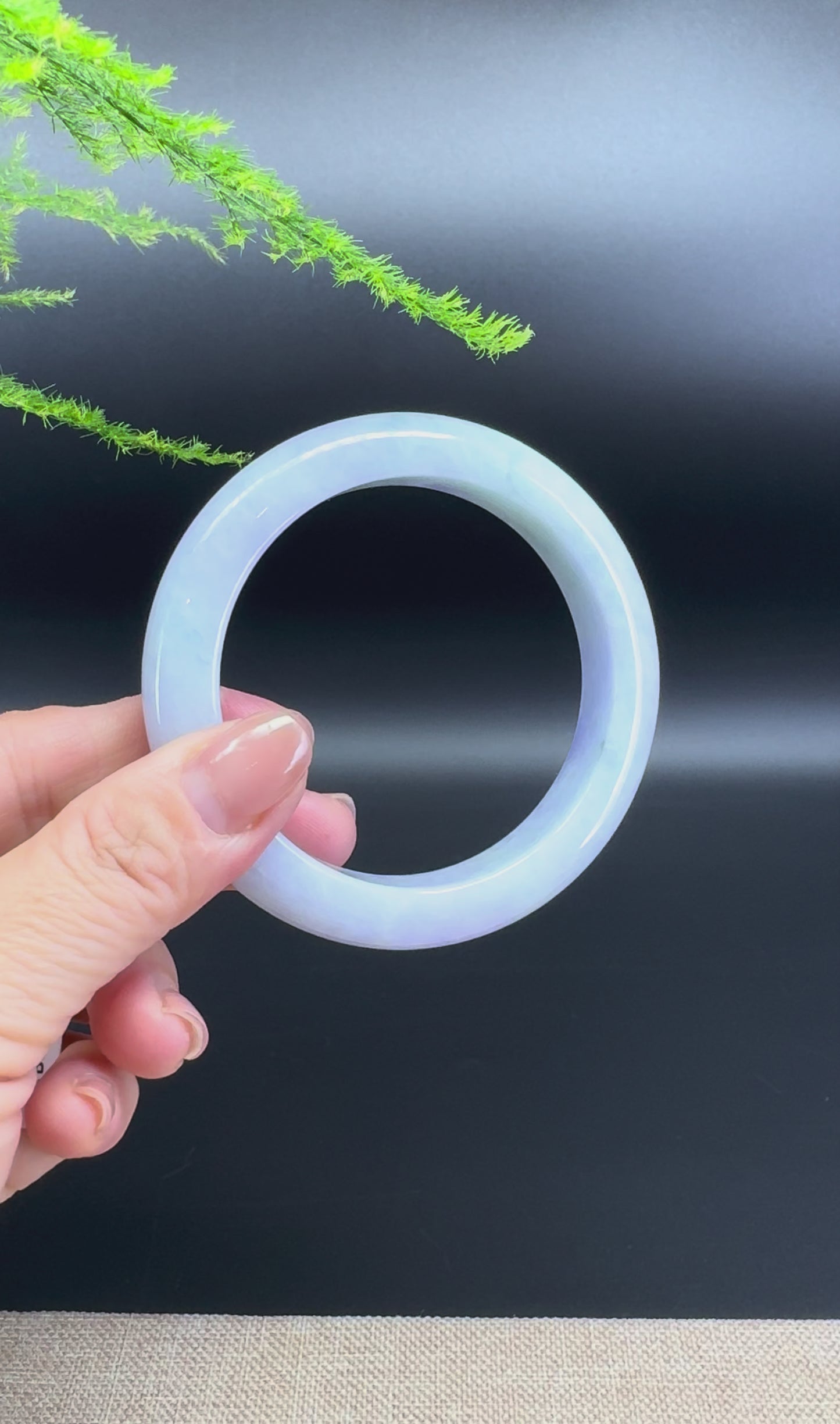 Load and play video in Gallery viewer, Genuine Burmese Lavender Green Jade Jadeite Bangle Bracelet (57.9mm)
