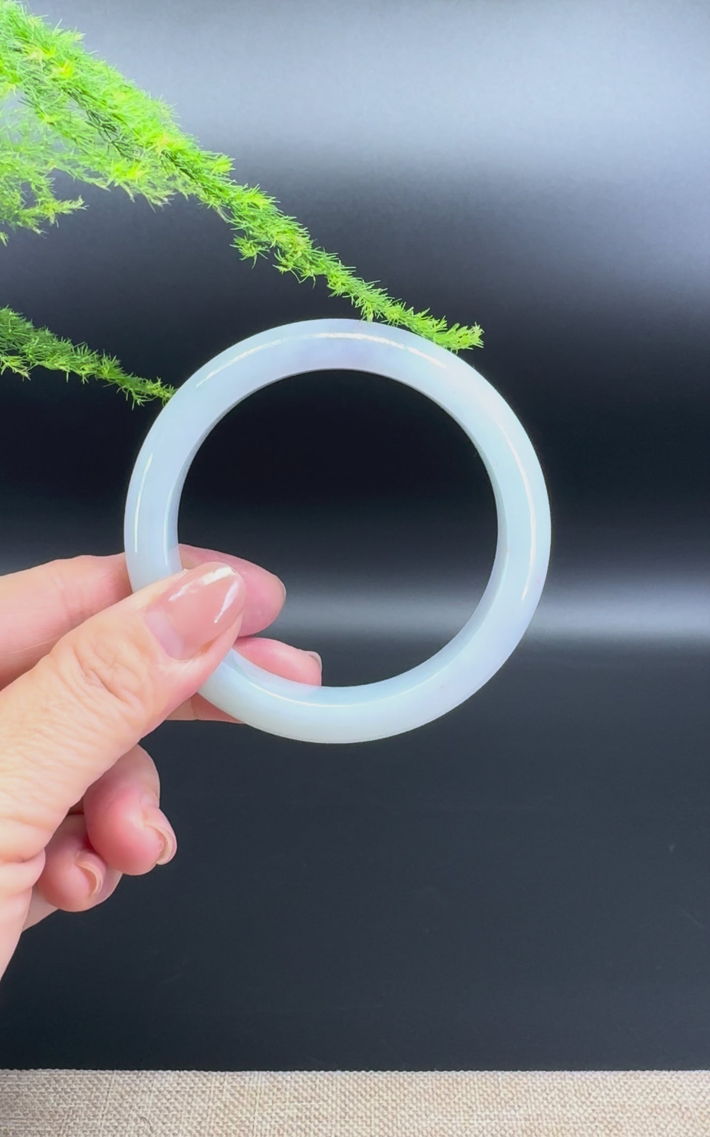 Load and play video in Gallery viewer, Genuine Burmese Lavender Green Jade Jadeite Bangle Bracelet ( 57.4mm )
