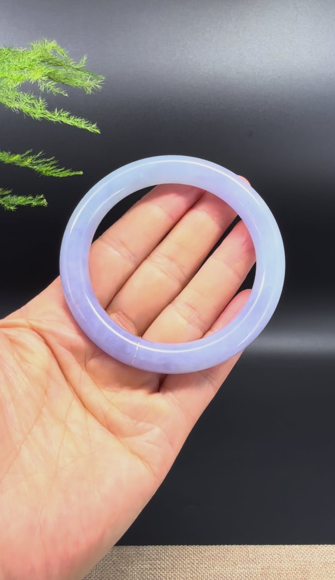 Genuine Burmese Deep Lavender Jadeite Jade Bangle Bracelet (57.7mm)
