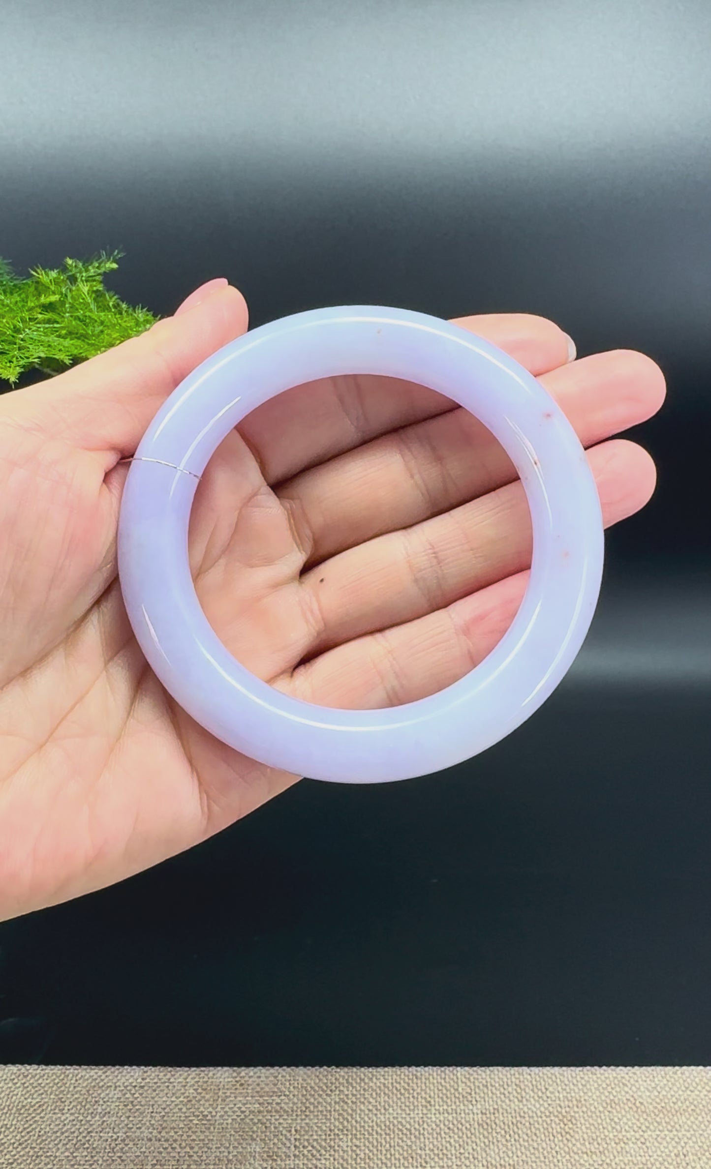 Load and play video in Gallery viewer, Genuine Burmese Lavender Jade Jadeite Bangle Bracelet (57mm)
