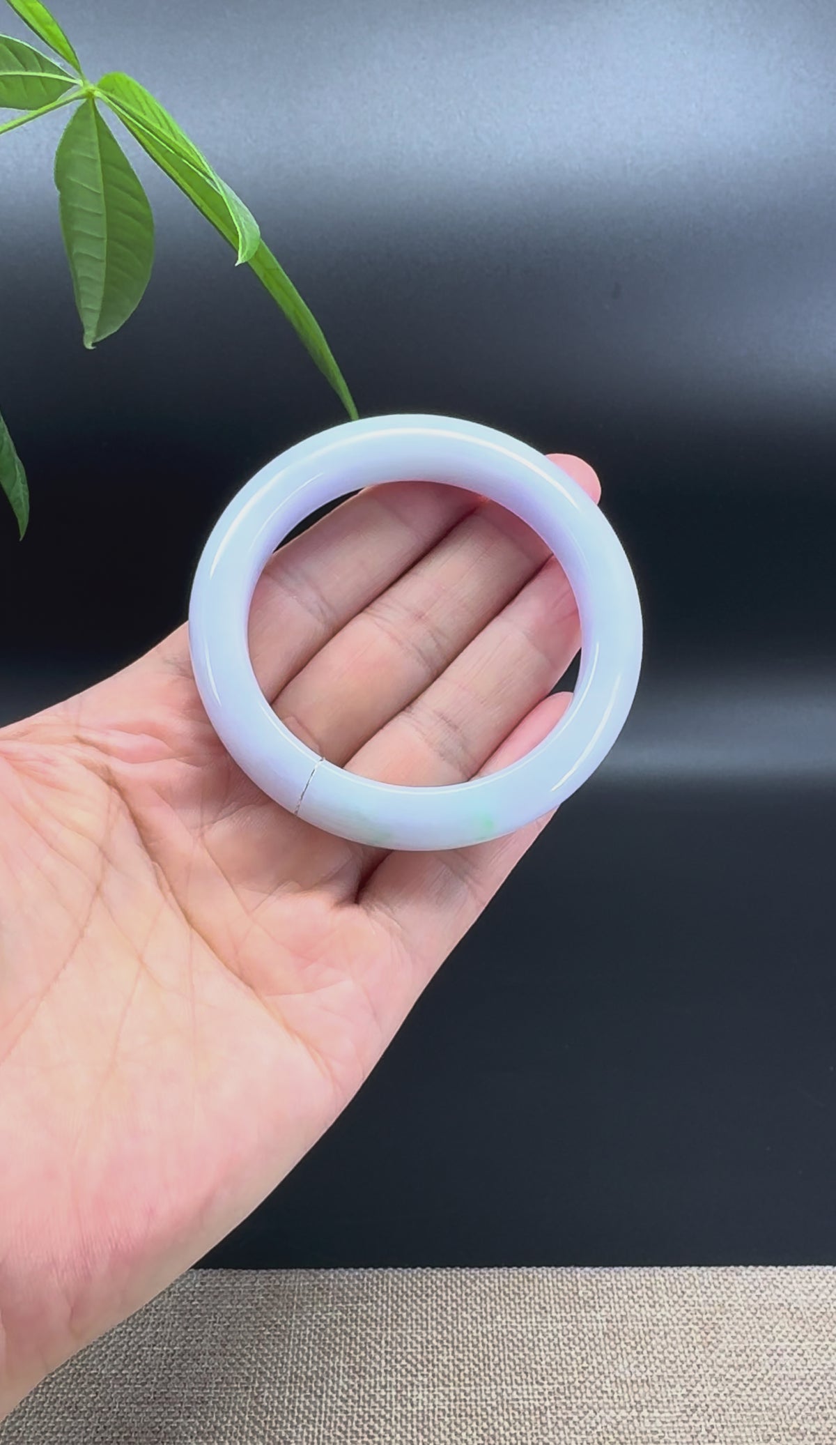 Genuine Burmese Light Lavender Green Jade Jadeite Bangle Bracelet (53mm )