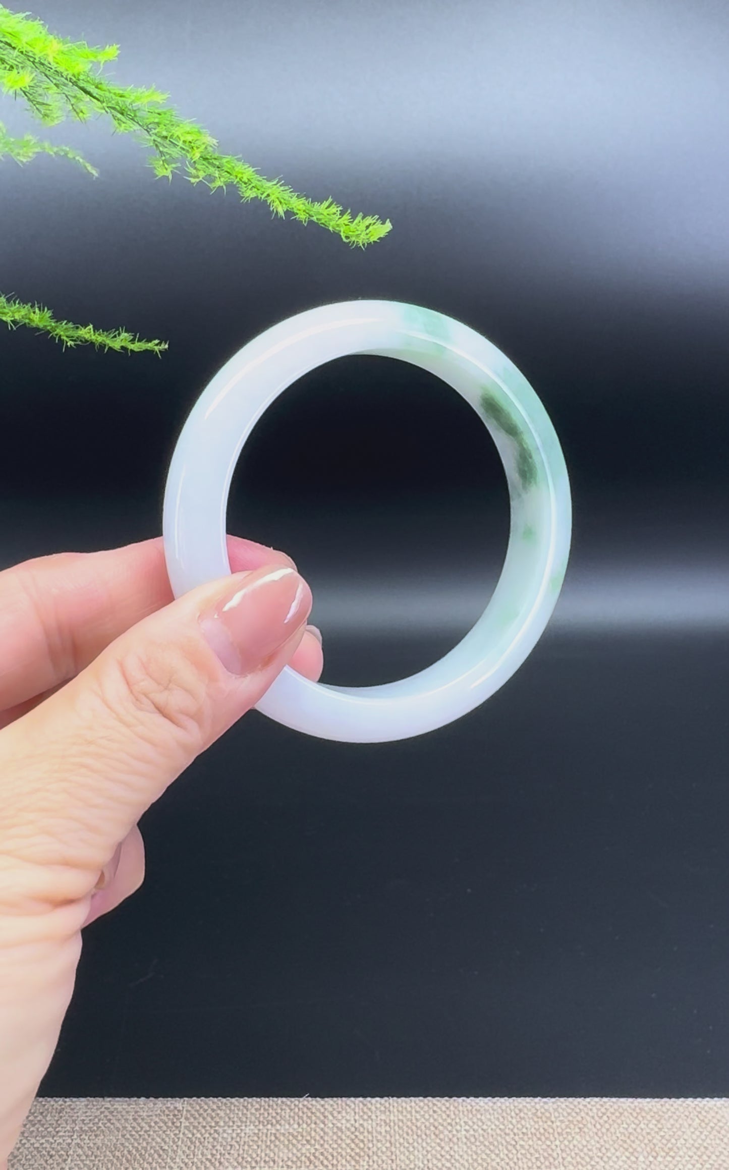 Genuine Burmese Lavender Green Jade Jadeite Bangle Bracelet ( 56.4mm )