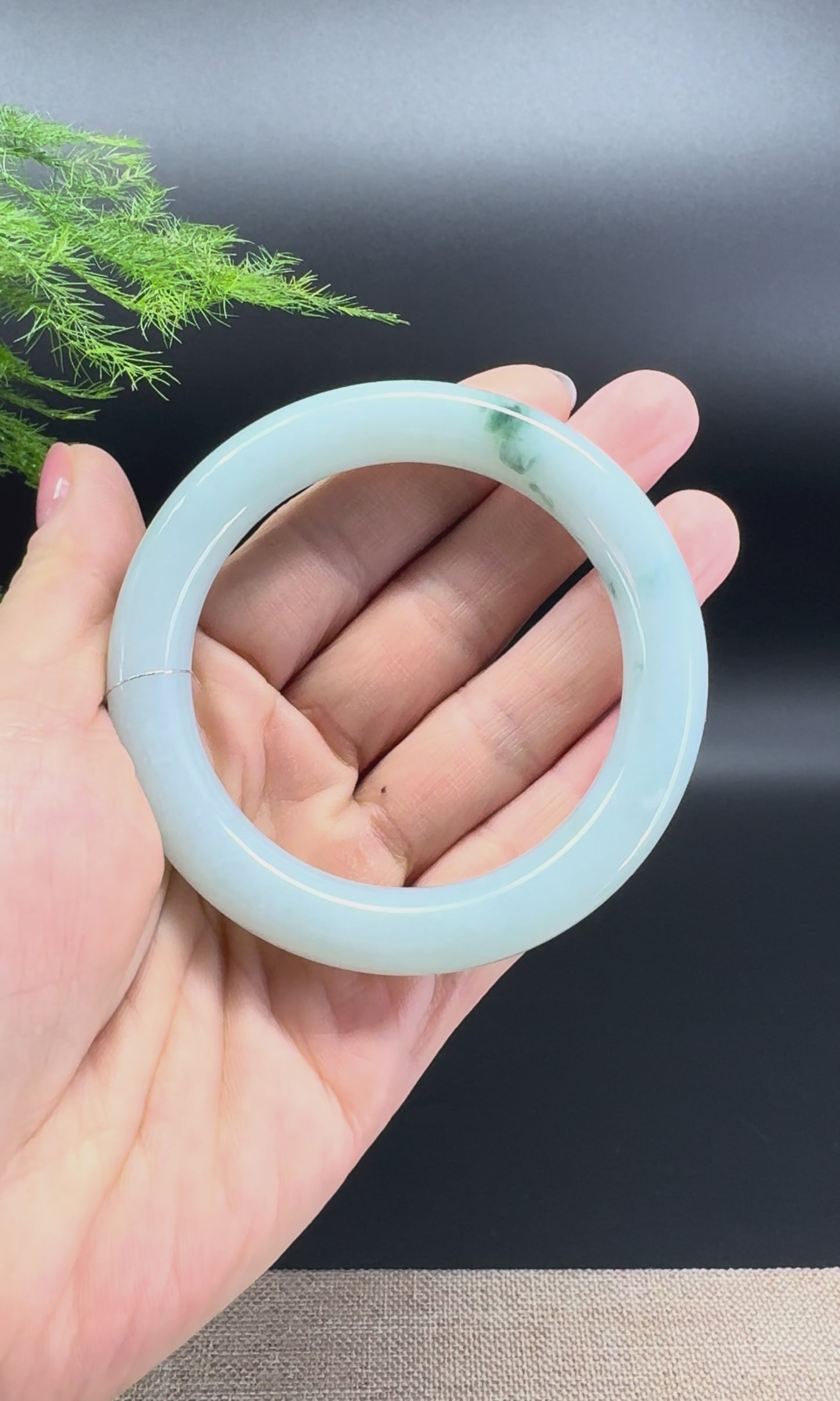 Genuine Burmese Green Jade Jadeite Bangle Bracelet (55.6mm)