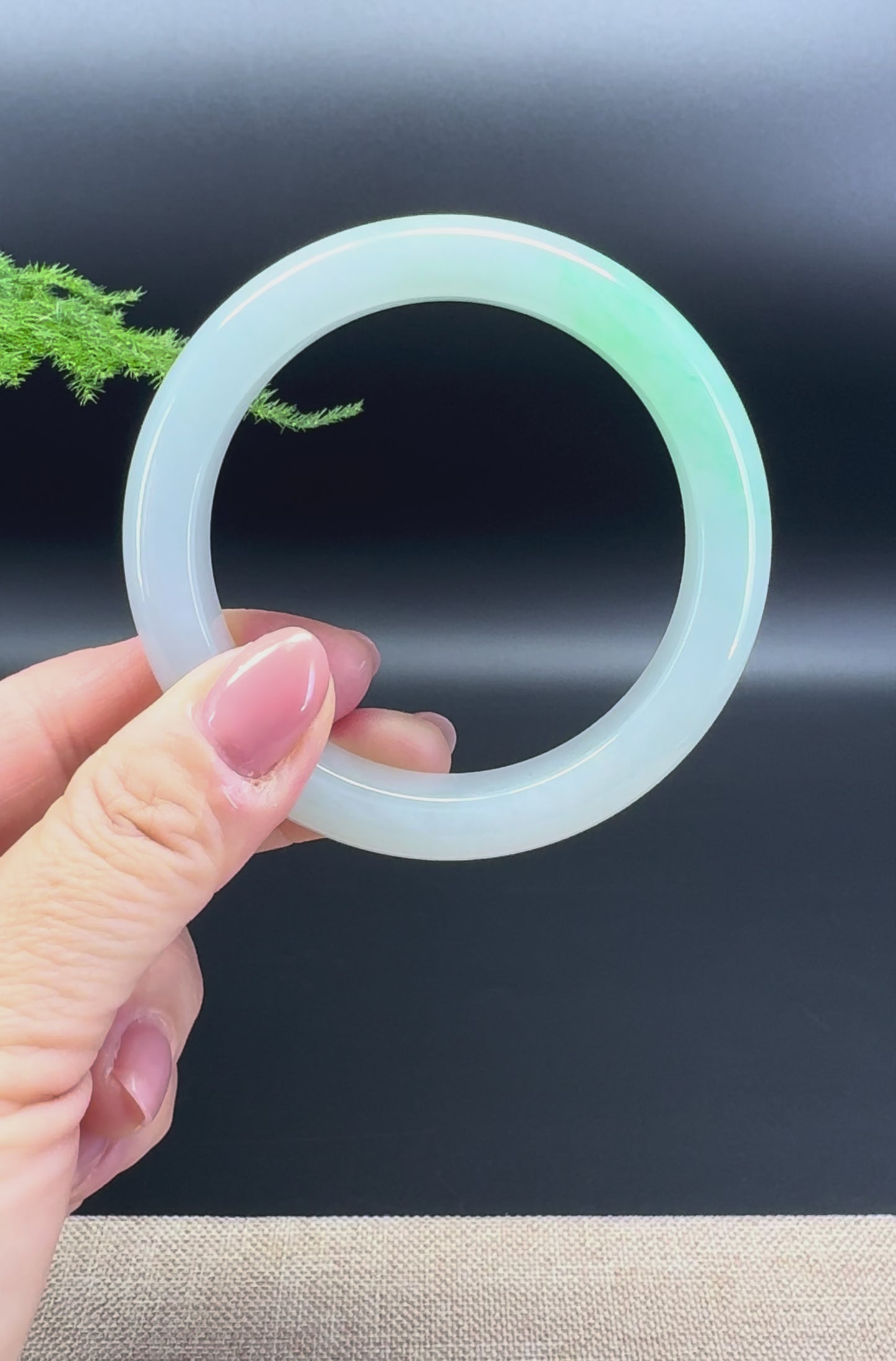 Load and play video in Gallery viewer, Genuine Burmese Icy Green Jade Jadeite Bangle Bracelet ( 58.4mm )
