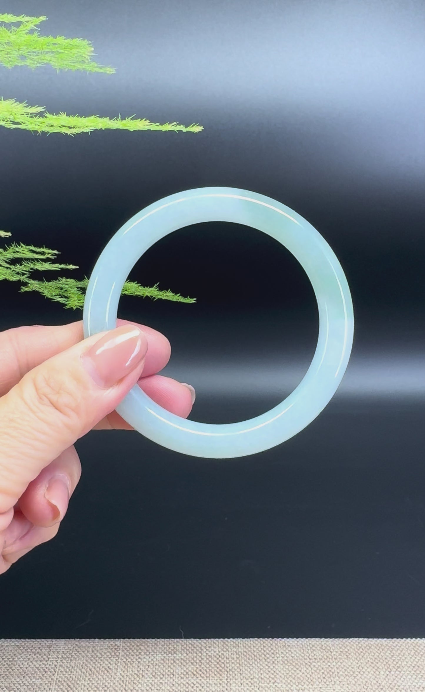 Load and play video in Gallery viewer, Genuine Burmese Icy Green Jade Jadeite Bangle Bracelet ( 54.1mm )
