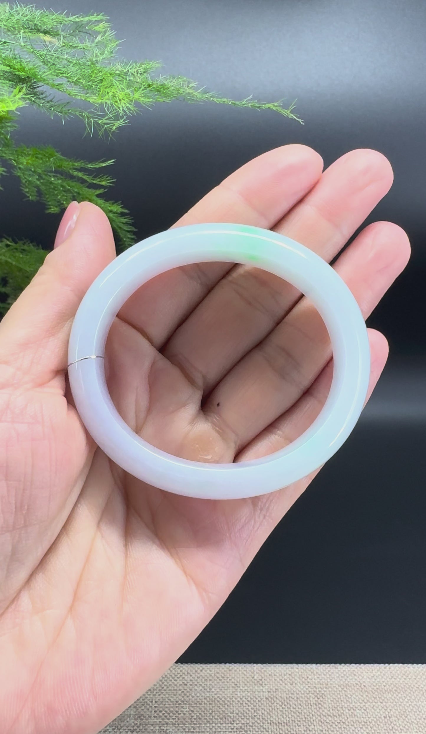 Load and play video in Gallery viewer, Genuine Burmese Lavender Green Jade Jadeite Bangle Bracelet ( 51.7*45.9mm )
