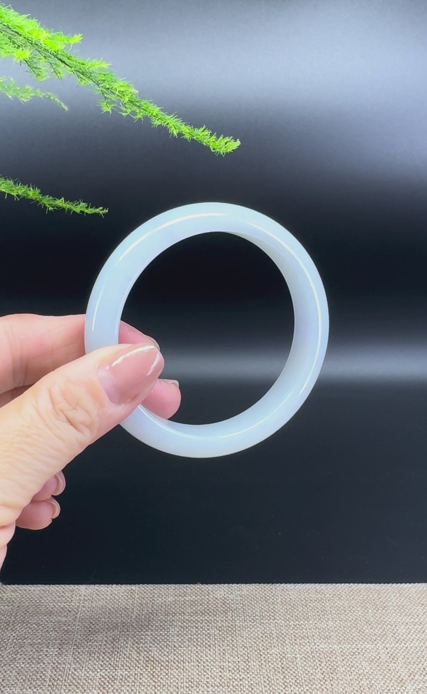 Genuine Burmese Lavender Green Jade Jadeite Bangle Bracelet ( 56.7mm )