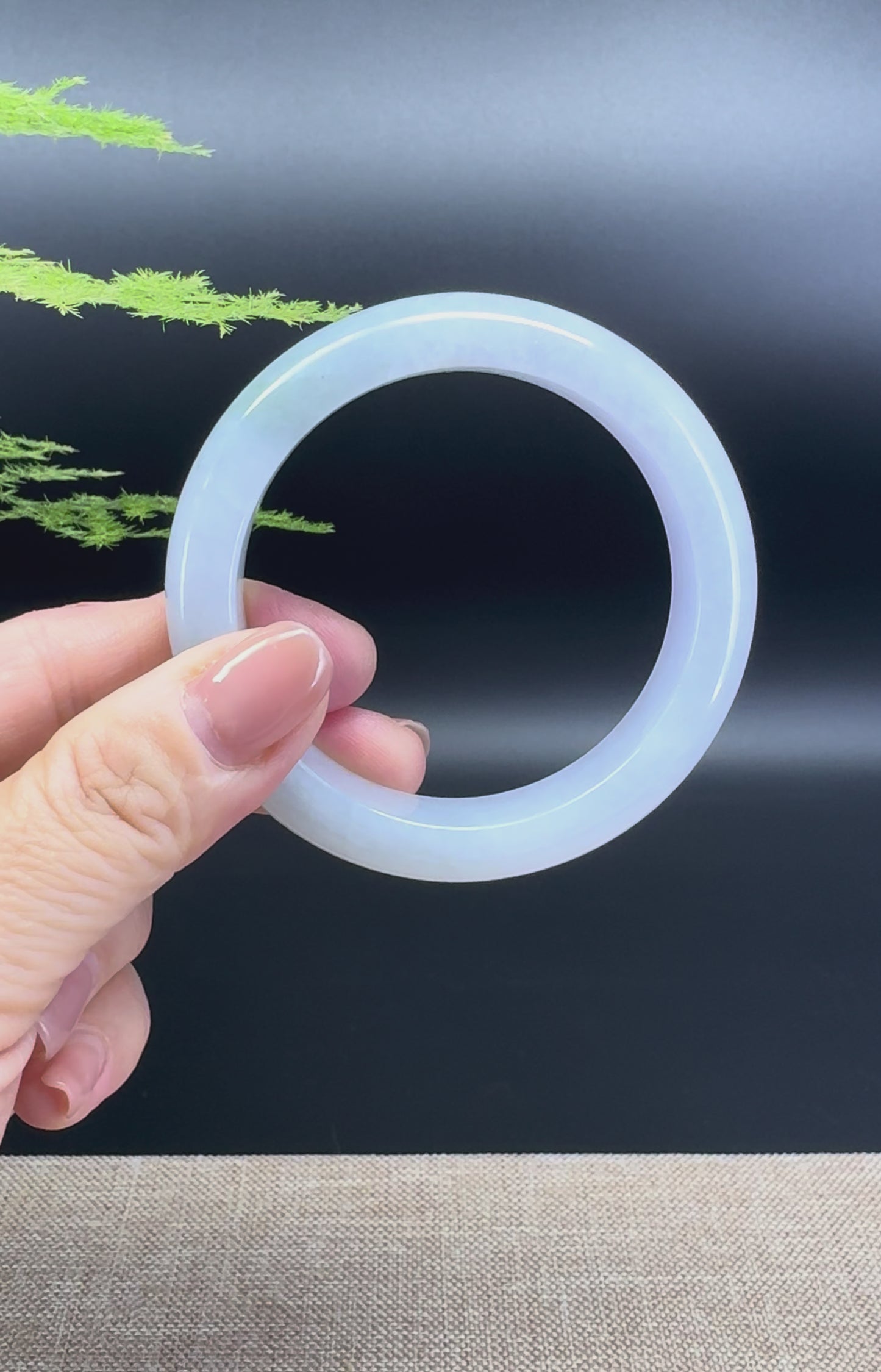 Load and play video in Gallery viewer, Genuine Burmese Lavender Green Jade Jadeite Bangle Bracelet ( 53.7mm )
