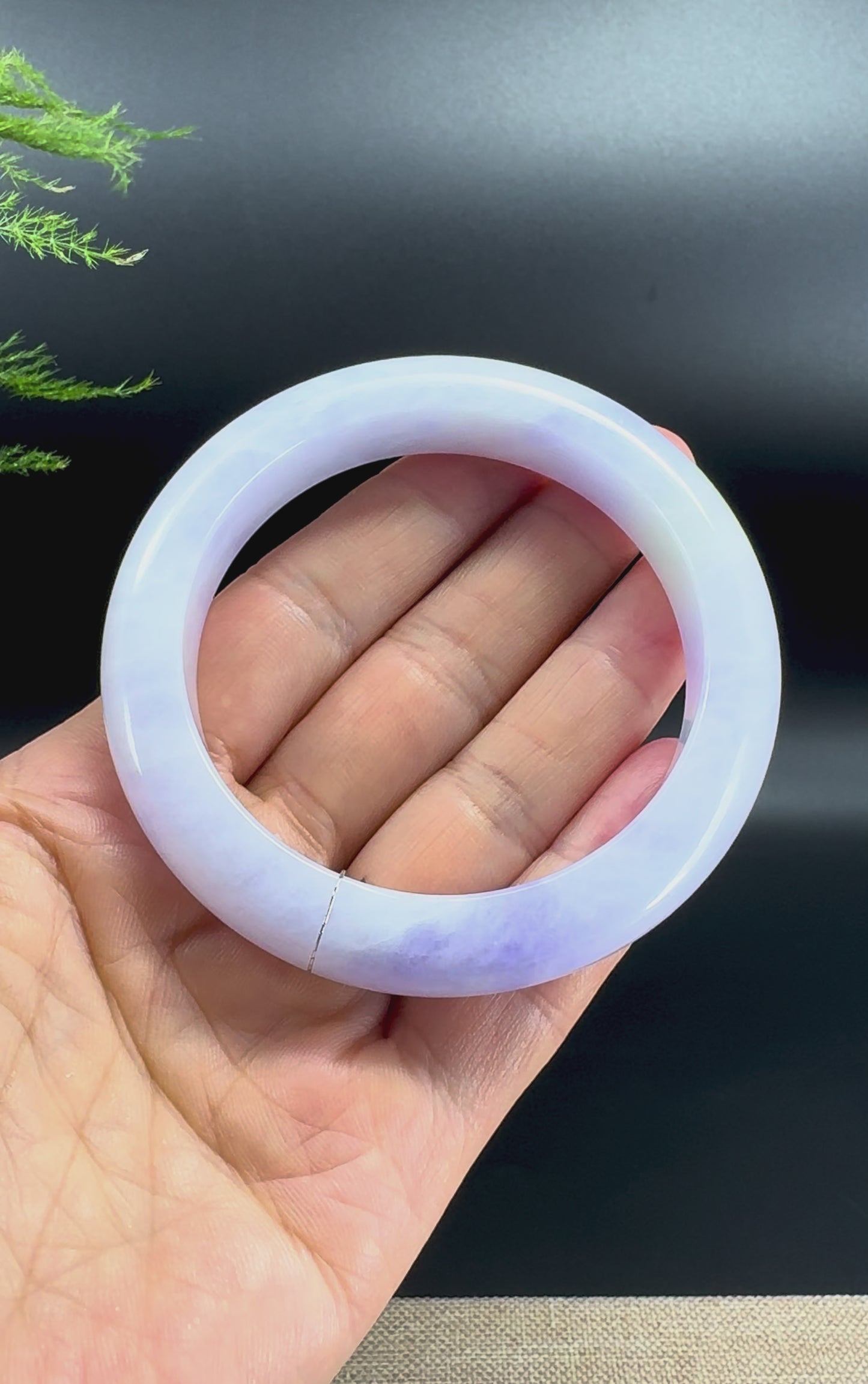 Genuine Burmese Lavender Jade Jadeite Bangle Bracelet (57.7mm)