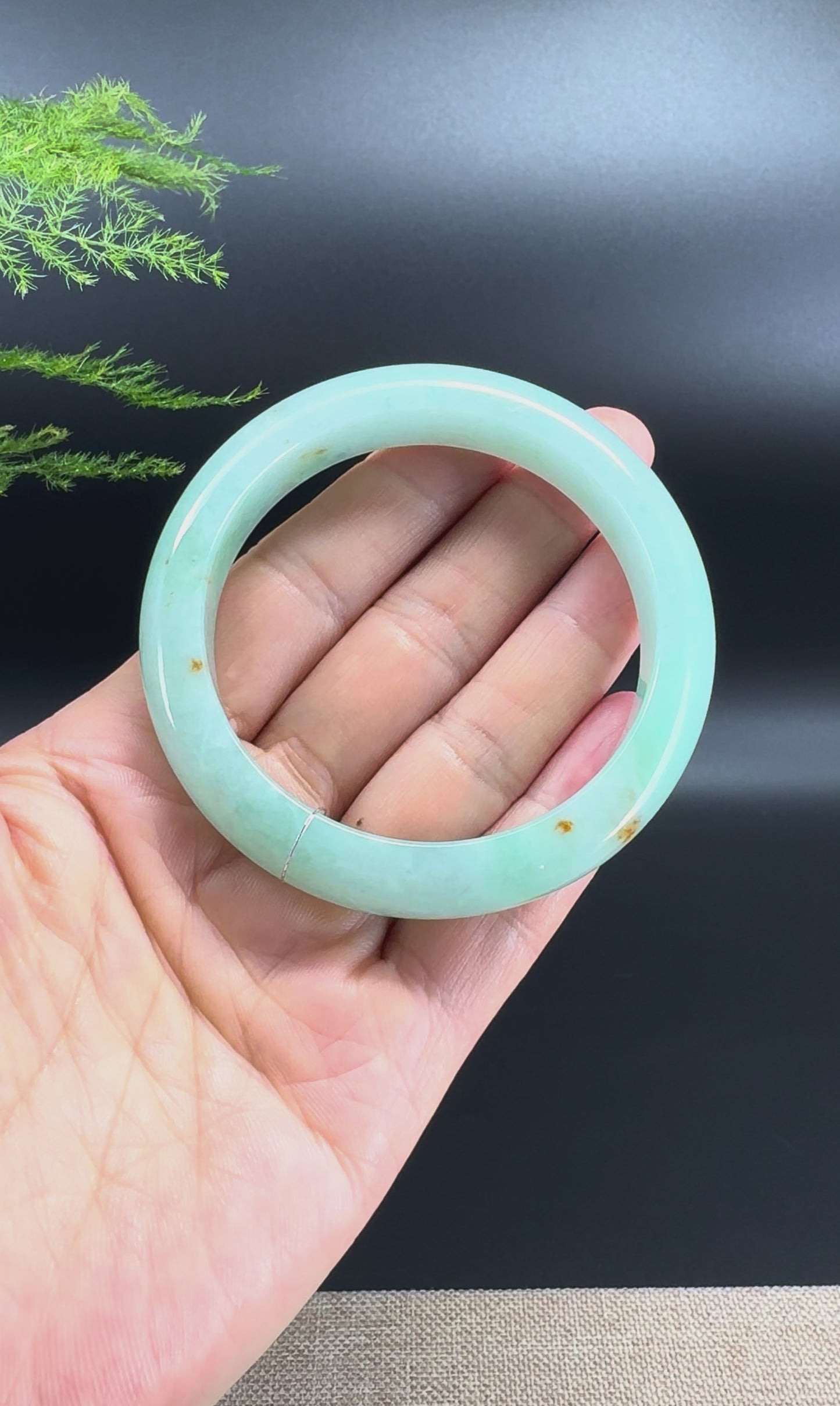 Genuine Burmese  Apple Green Jade Jadeite Bangle Bracelet ( 57mm )