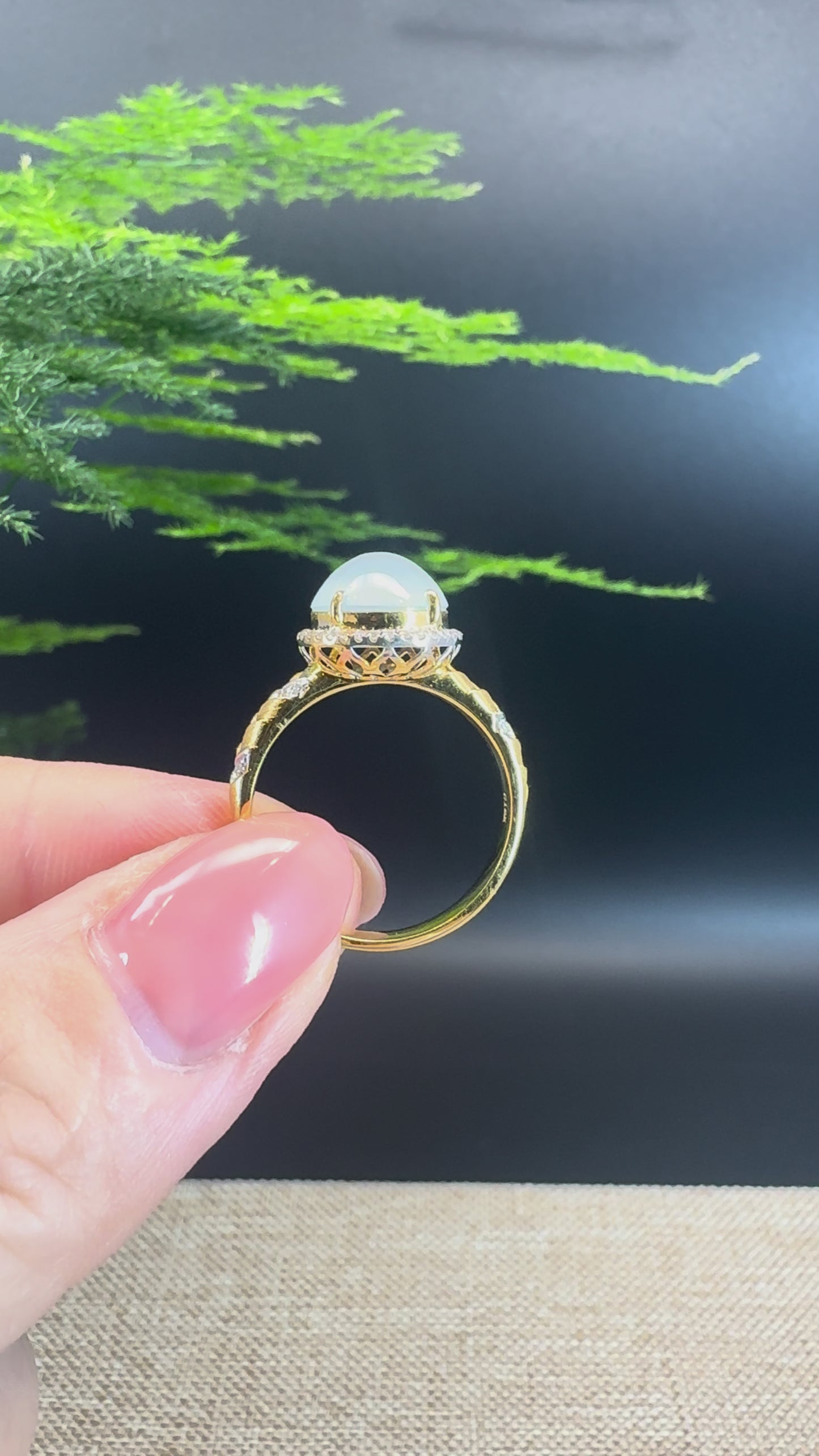RealJade® "Signature Signet" 18K Yellow Gold Icy Jadeite Jade  Diamonds Ring
