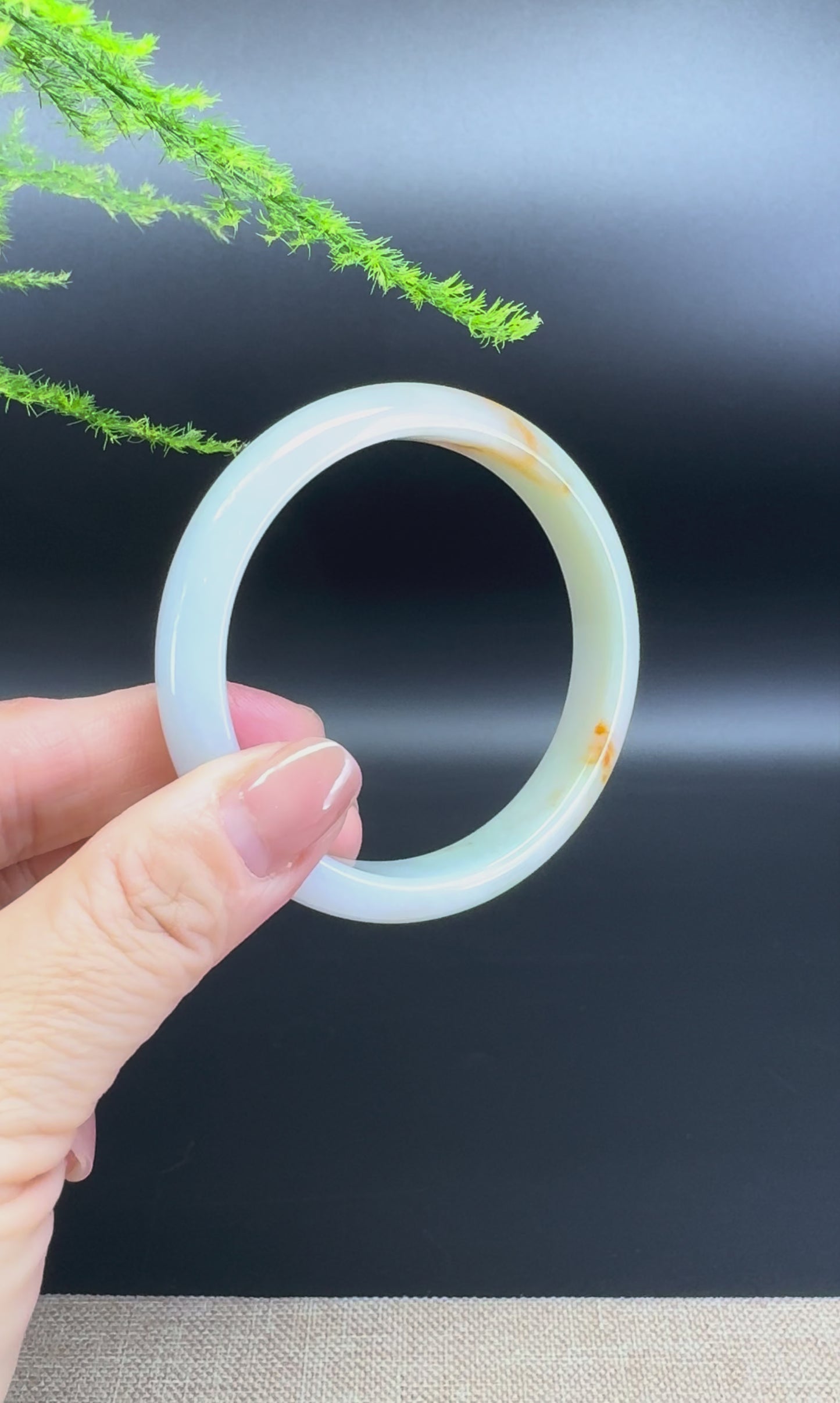Load and play video in Gallery viewer, Genuine Burmese Yellow Green Jade Jadeite Bangle Bracelet ( 56.9mm )

