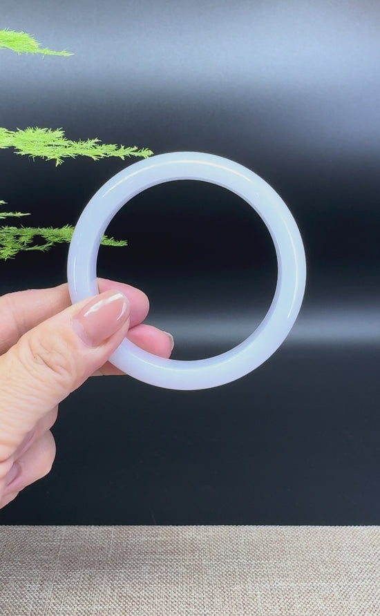 Load and play video in Gallery viewer, Genuine Burmese Lavender Pink Jade Jadeite Bangle Bracelet ( 55.9mm )
