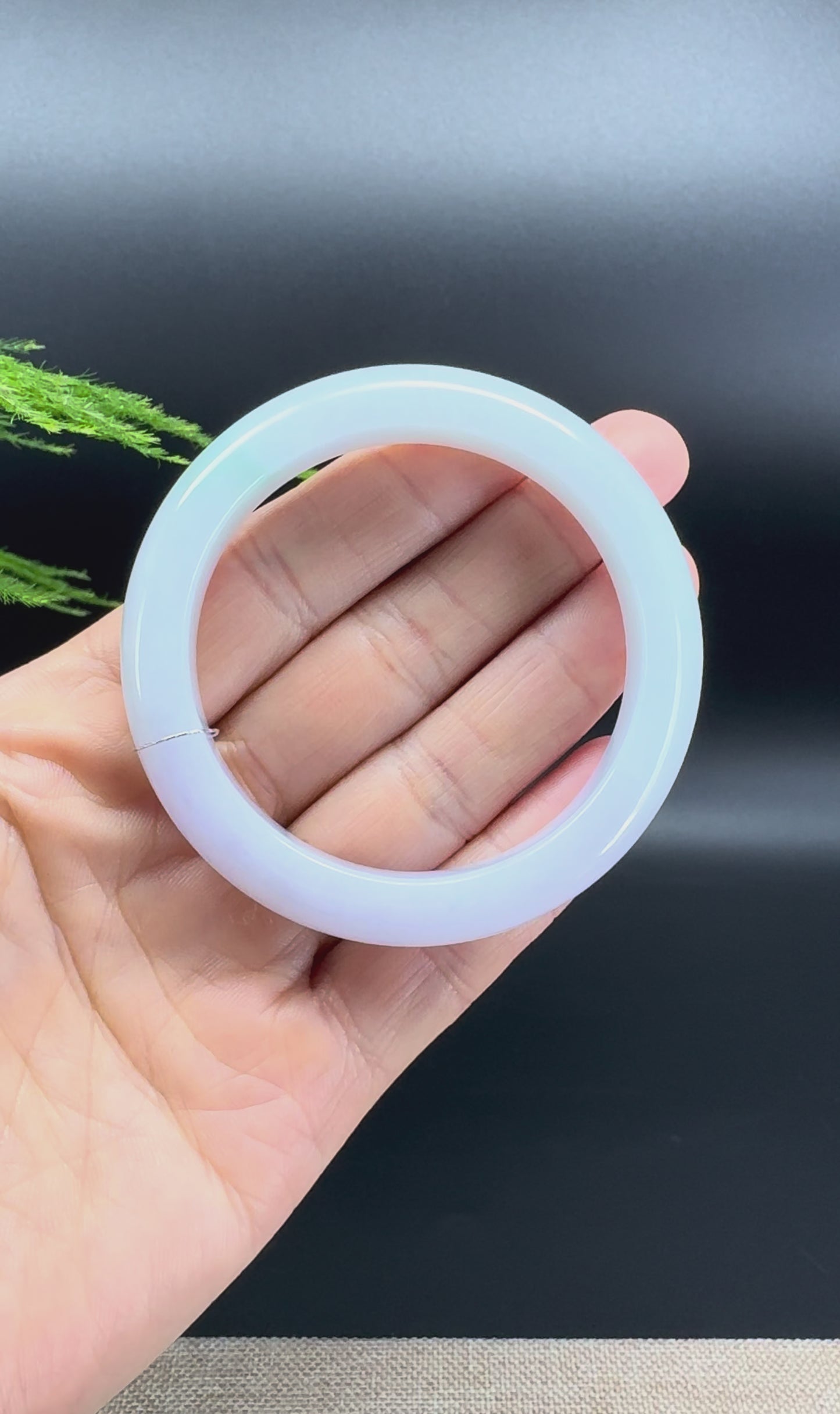 Genuine Burmese Lavender Green Jade Jadeite Bangle Bracelet ( 52.2mm )