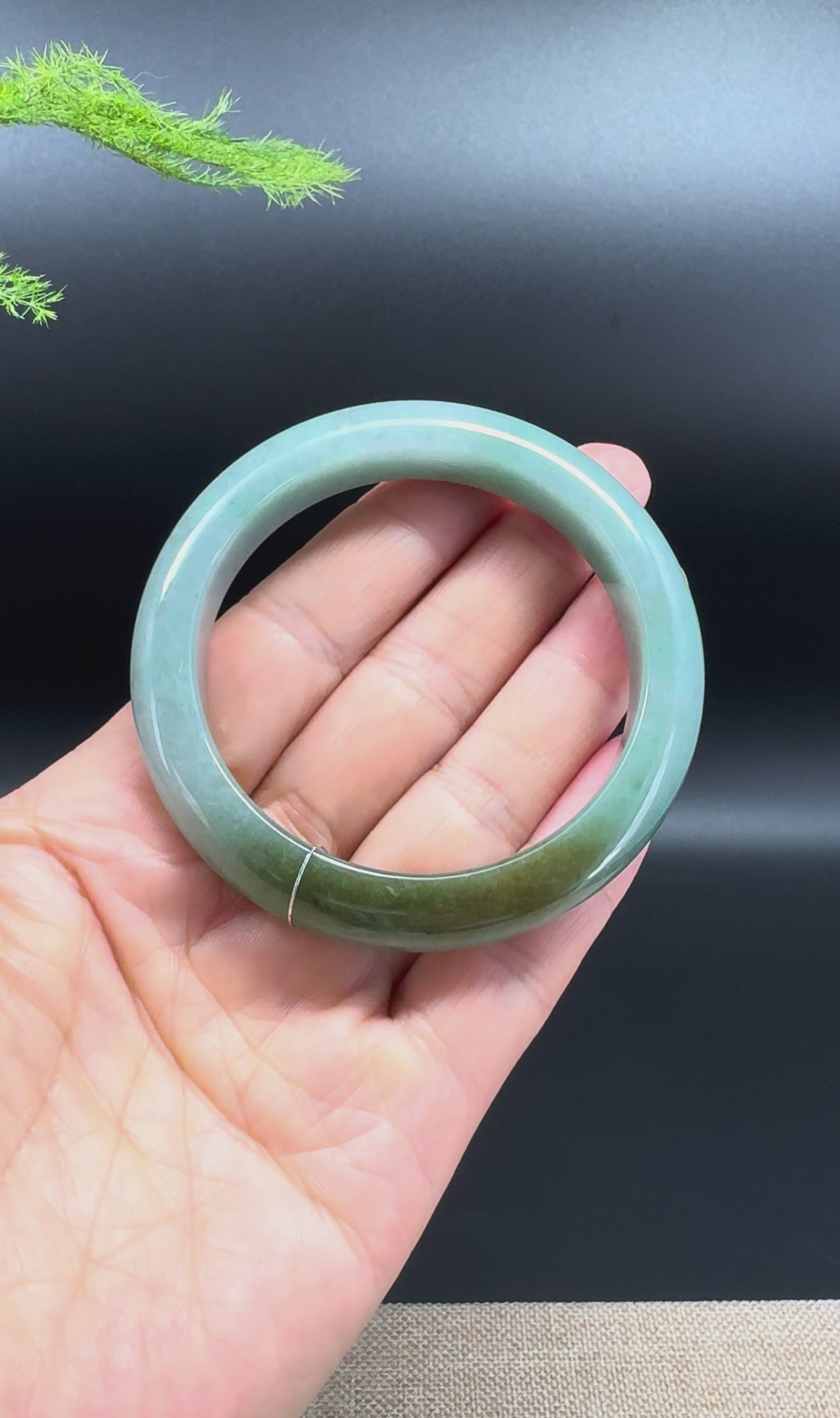 Genuine Burmese Green Jadeite Jade Bangle Bracelet (54.2mm)
