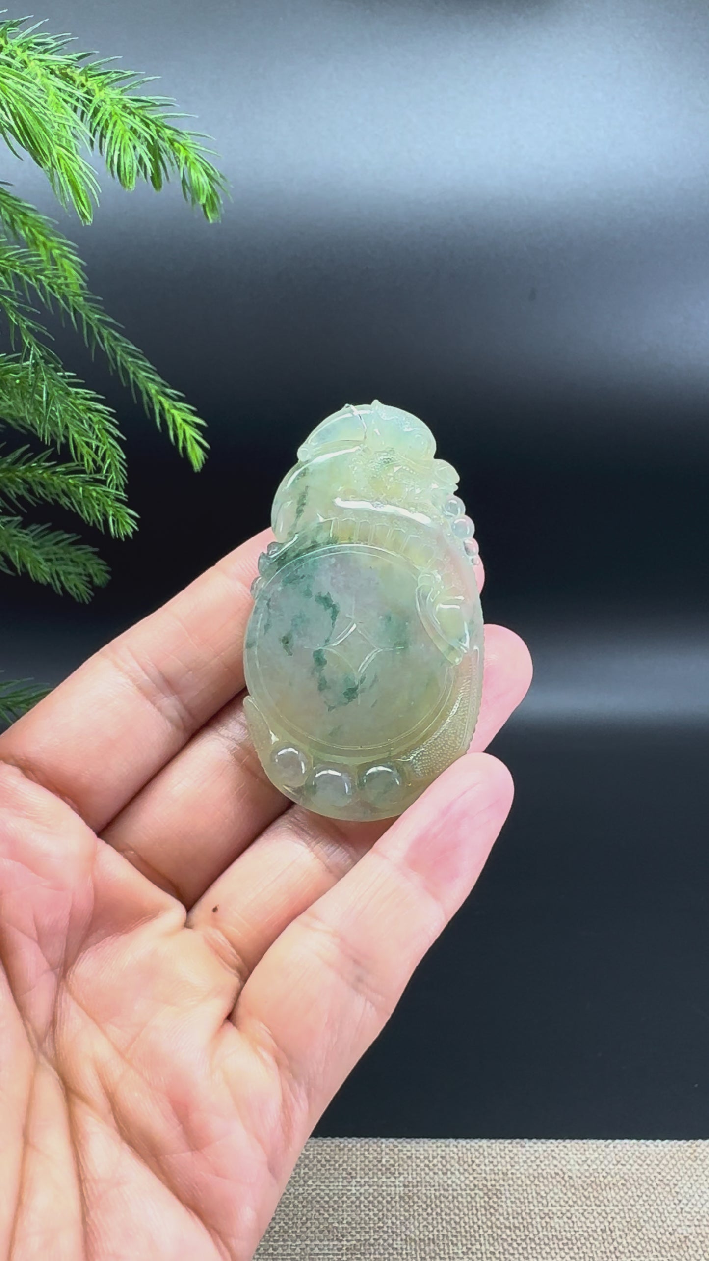 Load and play video in Gallery viewer, RealJade® Co.Natural Yellow Green Jadeite Jade Dragon Pendant
