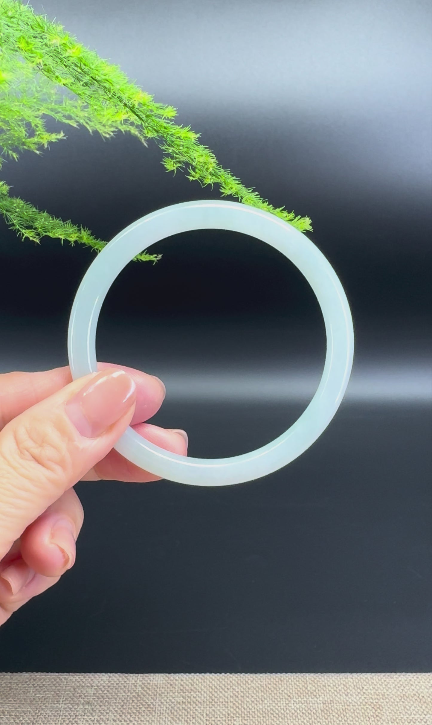 Load and play video in Gallery viewer, Genuine Burmese Icy Green Jade Jadeite Bangle Bracelet (57.5mm)
