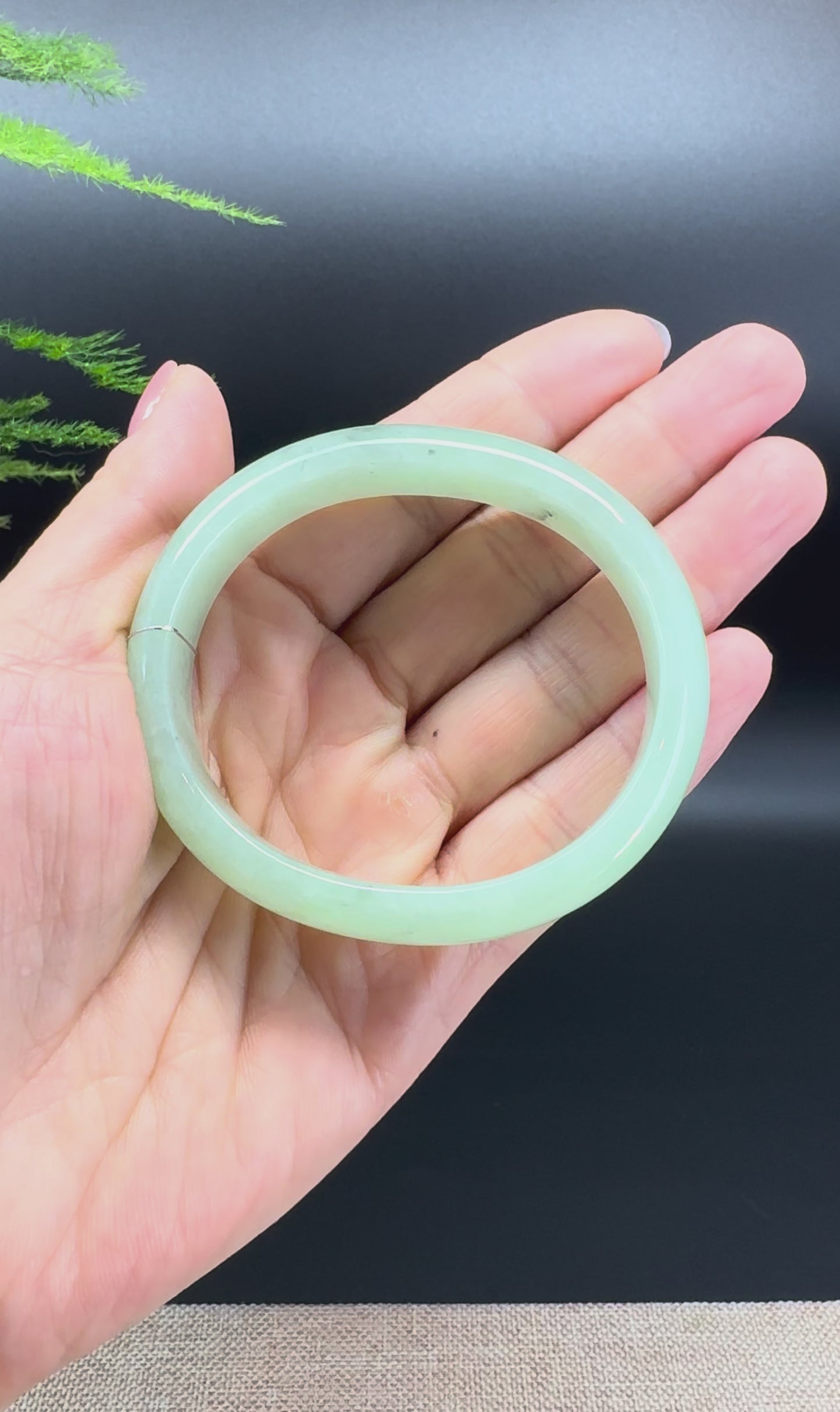 Genuine Burmese Green Jade Jadeite Bangle Bracelet (56.5*49.5mm)