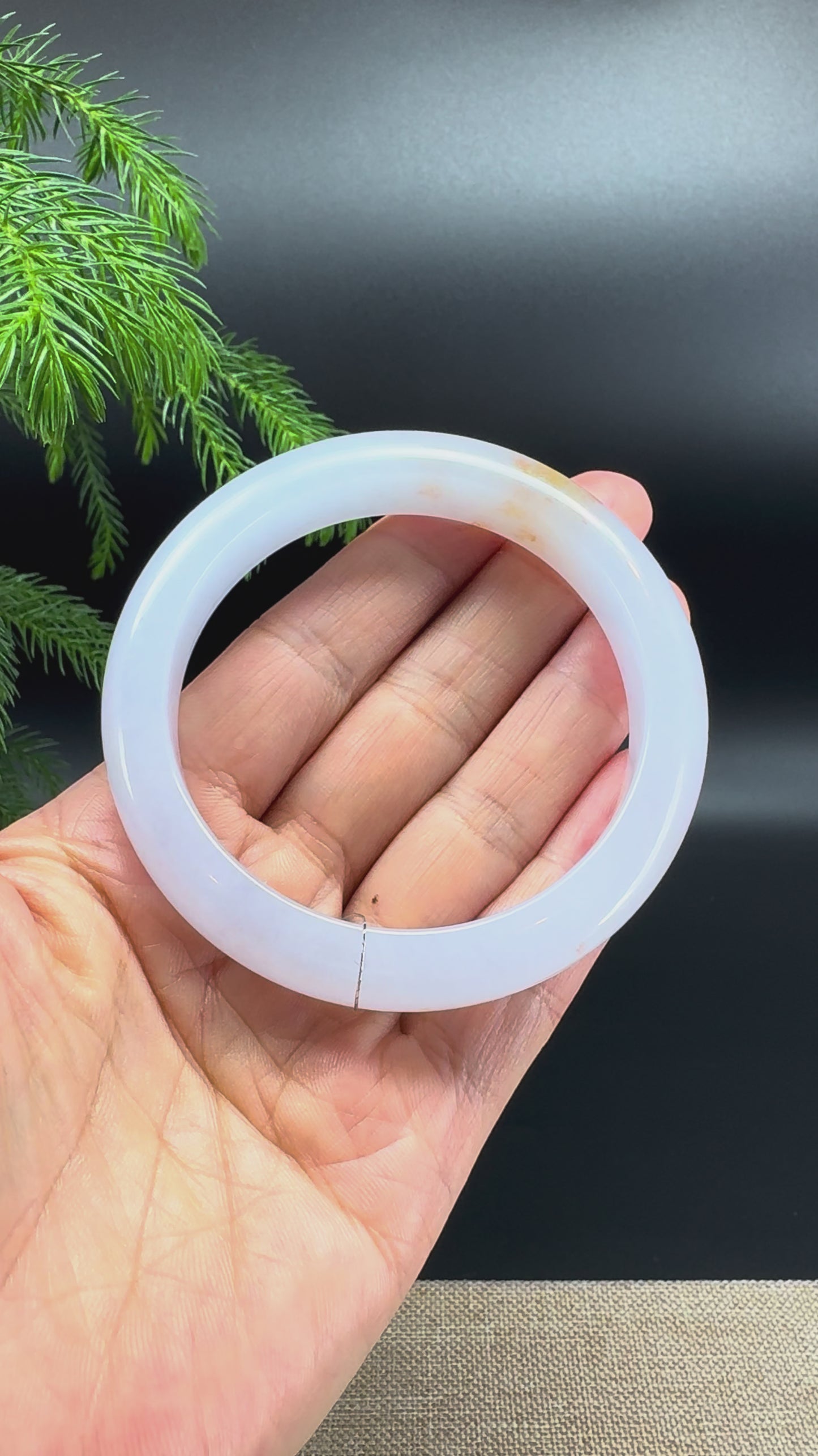 Genuine Burmese Icy Lavender Jadeite Jade Bangle Bracelet (58.3mm)