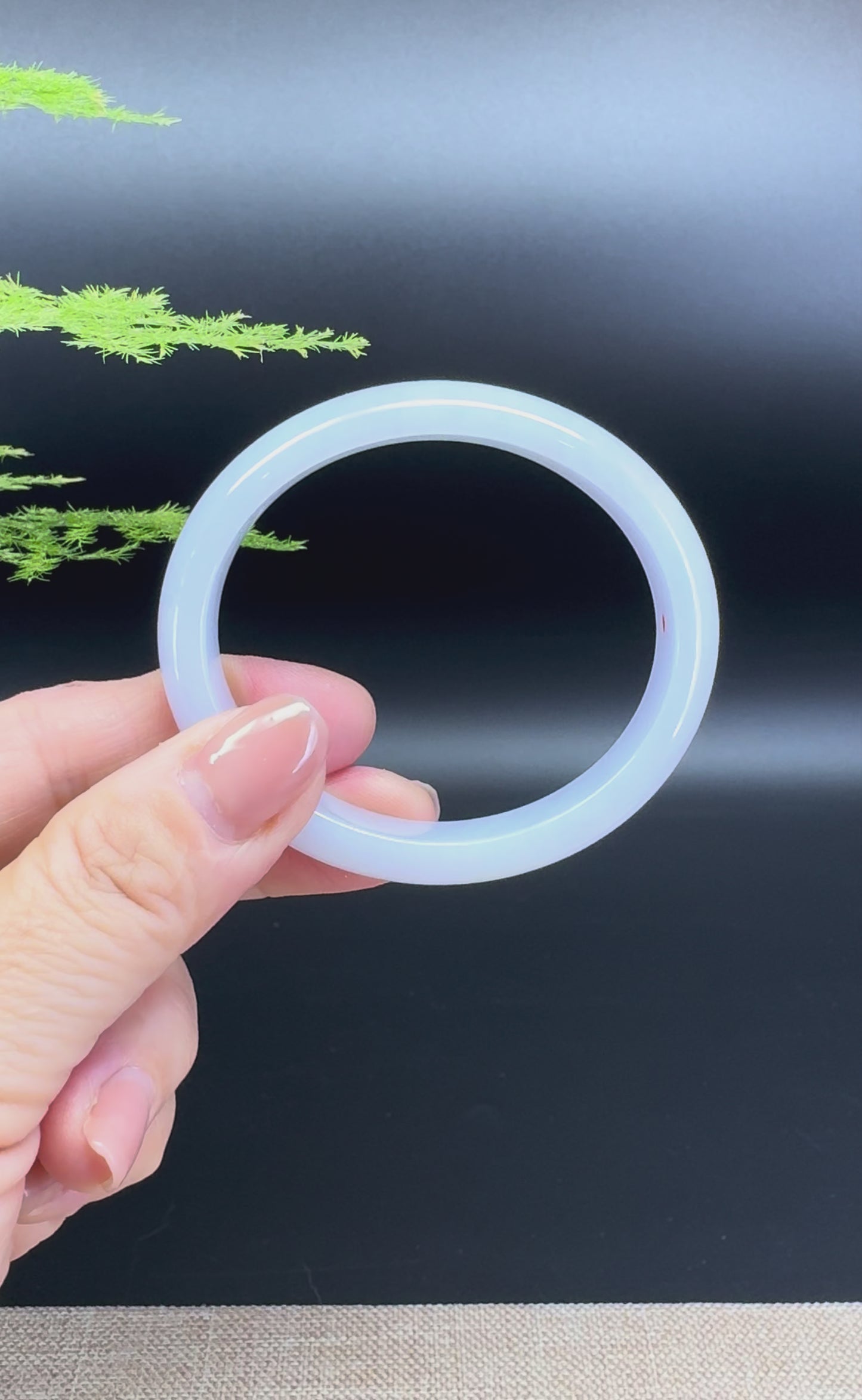 Load and play video in Gallery viewer, Genuine Burmese Lavender Jade Jadeite Bangle Bracelet ( 54.1mm*47.4 )
