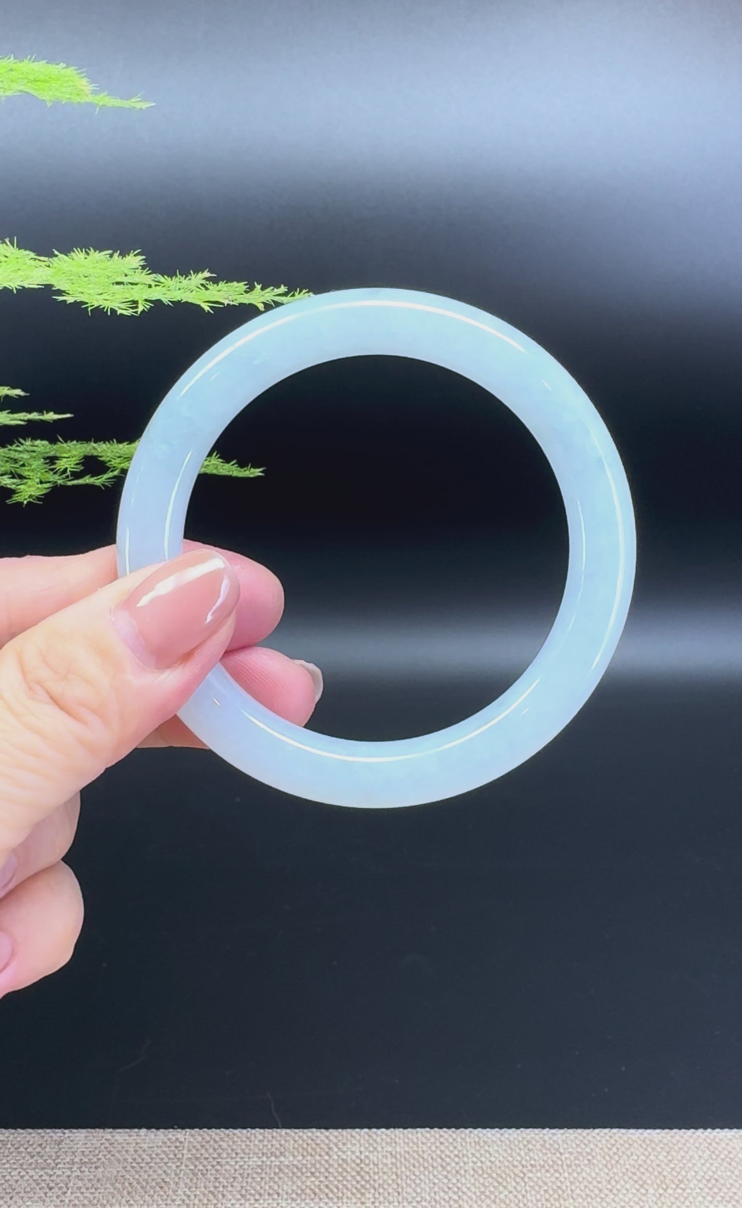 Load and play video in Gallery viewer, Genuine Burmese Icy Green Jade Jadeite Bangle Bracelet ( 54.9mm )
