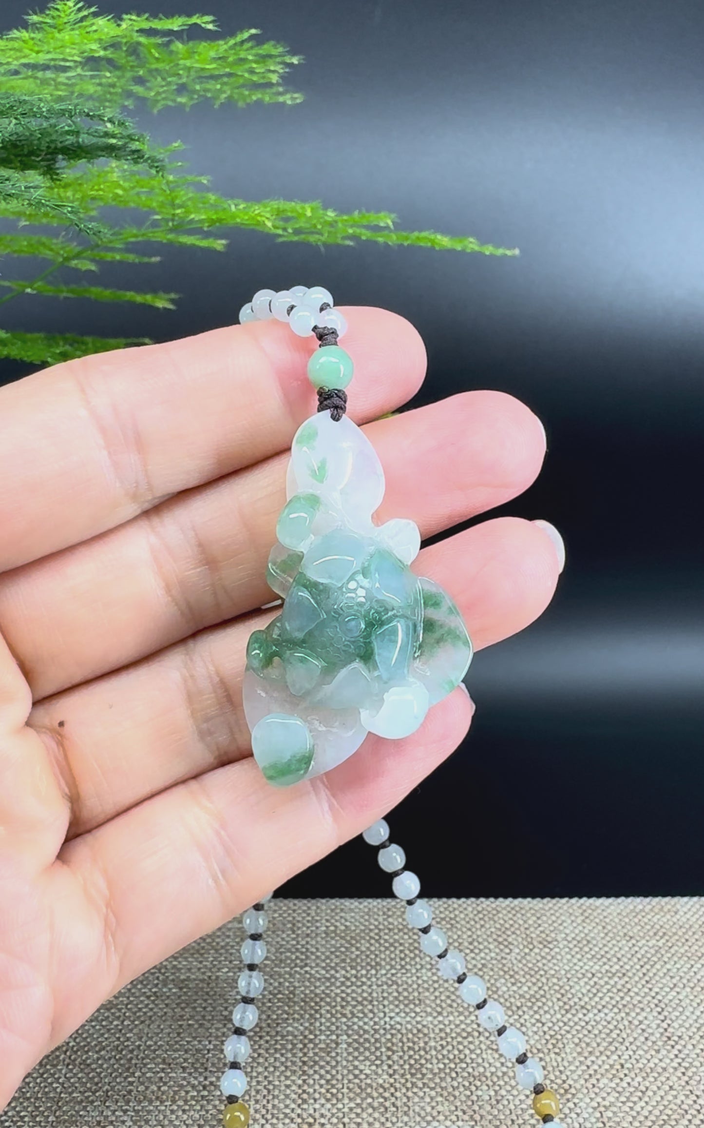 Load and play video in Gallery viewer, RealJade® Co. Genuine Burmese Jadeite Jade Icy Green Lotus Pendant Necklace
