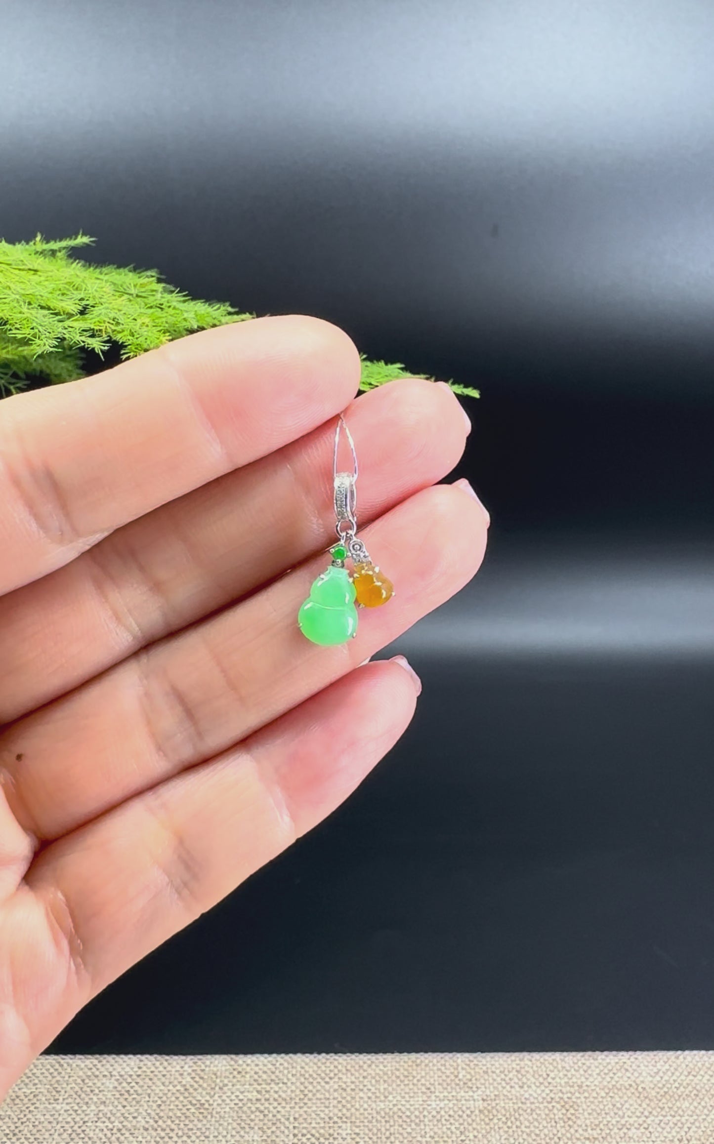 RealJade® Co. Genuine Yellow & Green Jadeite Jade Mini Hulu Bottle Gourd Necklace