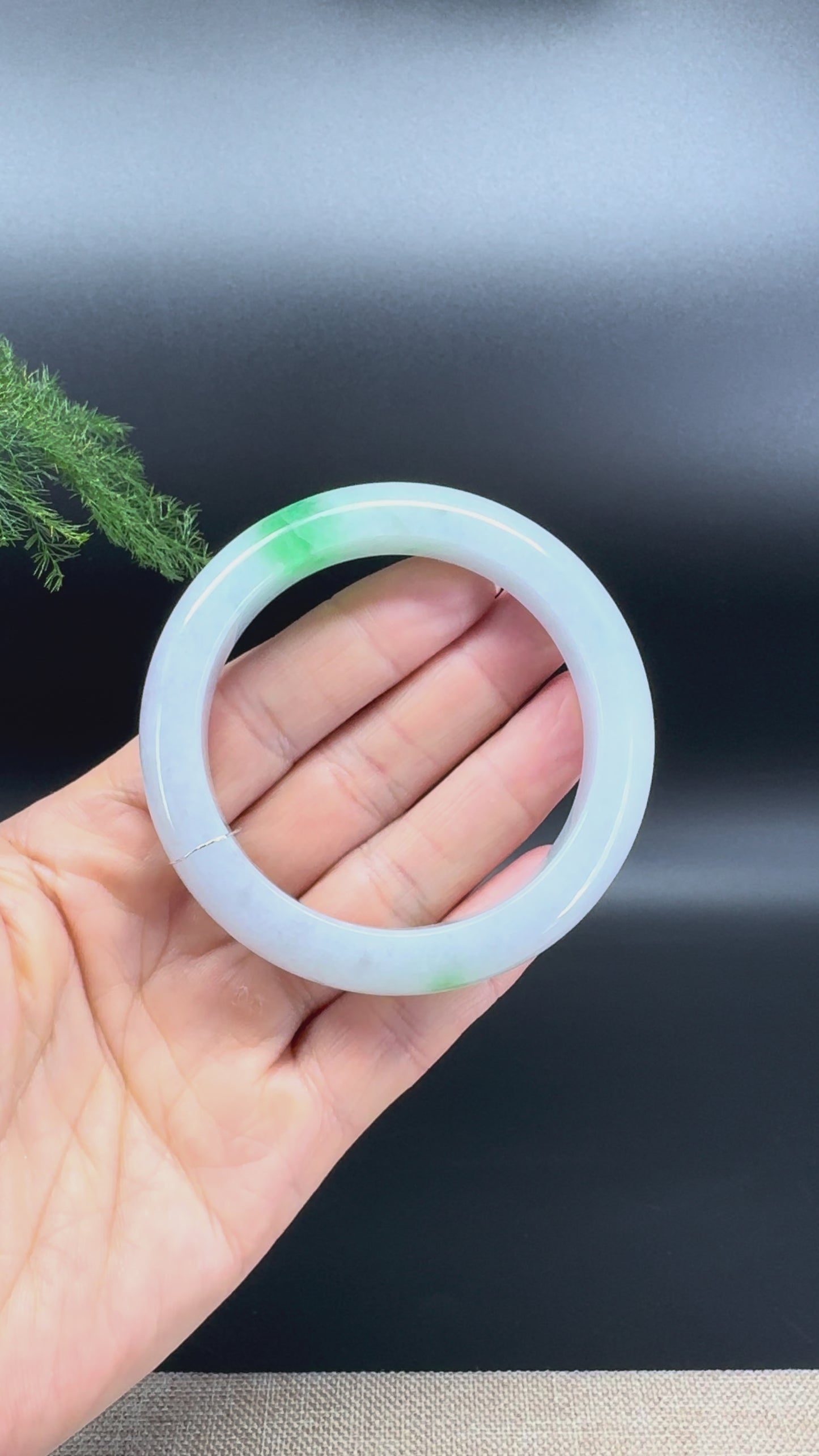 Genuine Burmese Light Lavender Green Jade Jadeite Bangle Bracelet ( 55.2mm )