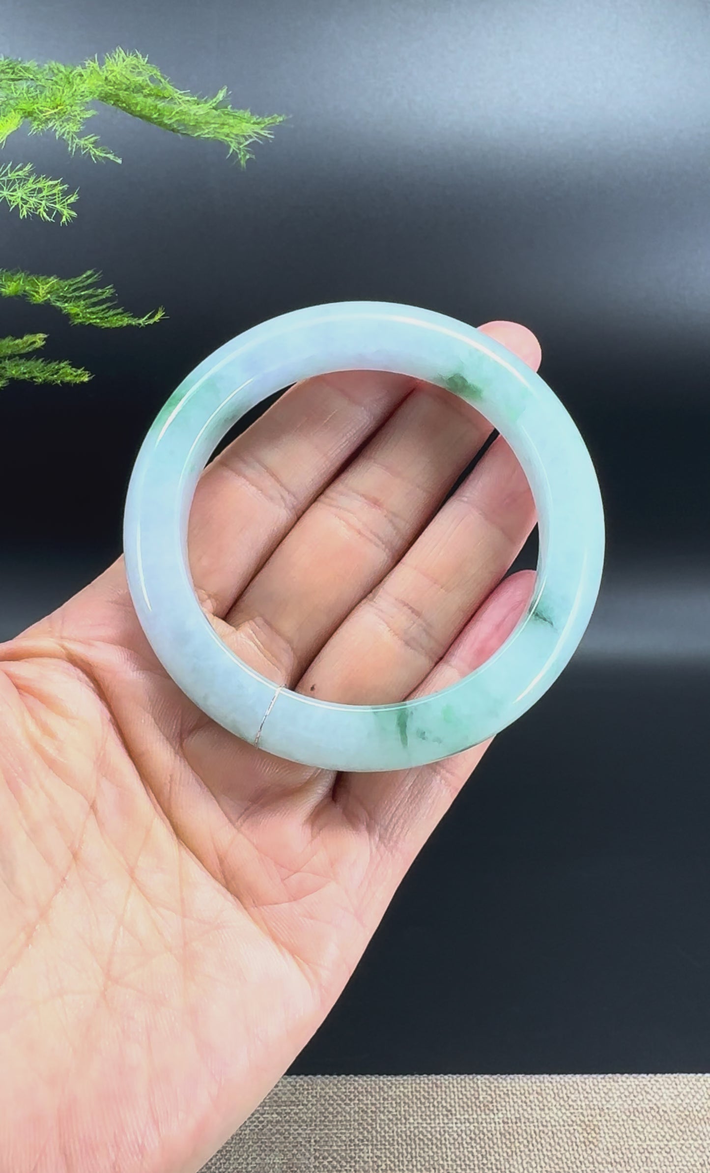 Genuine Burmese Green lavender Jade Jadeite Bangle Bracelet ( 56.4mm )
