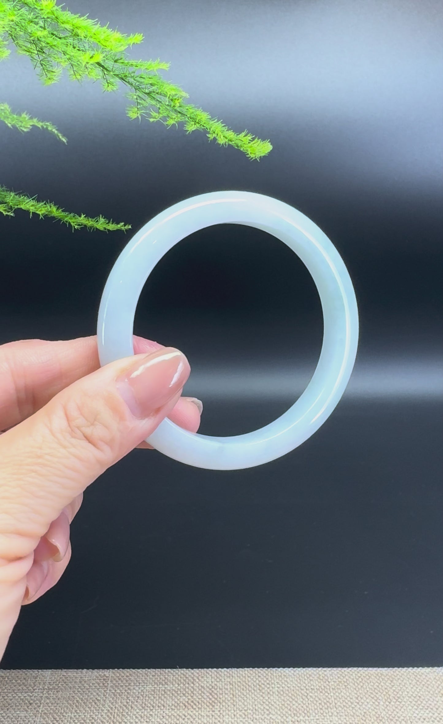 Load and play video in Gallery viewer, Genuine Burmese Lavender Green Jade Jadeite Bangle Bracelet ( 55.6mm )
