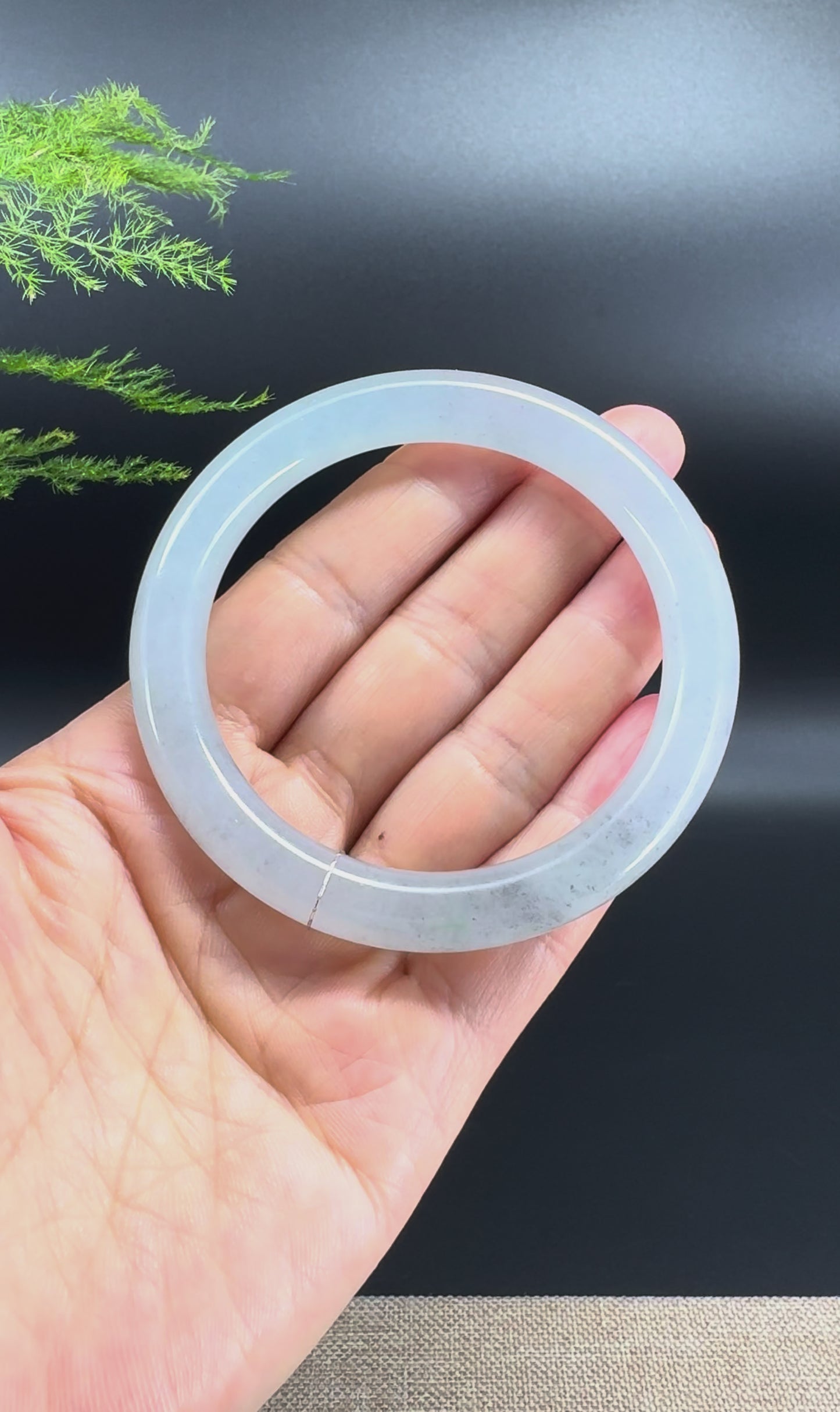 Load and play video in Gallery viewer, Genuine Burmese Icy Black Green Jade Jadeite Bangle Bracelet ( 58mm )
