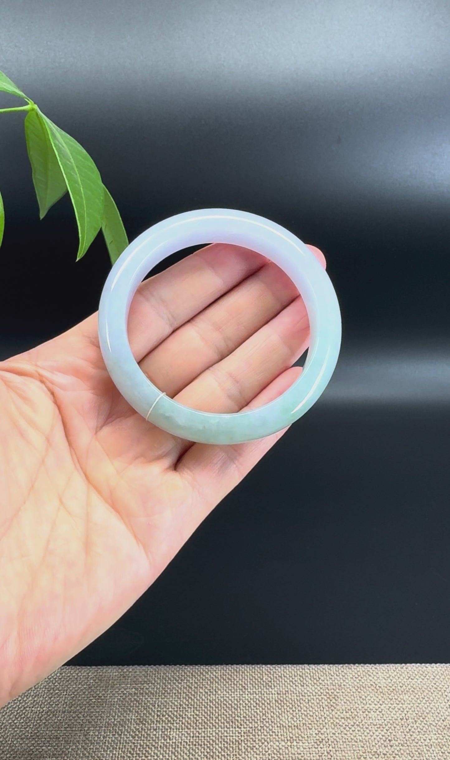 Genuine Burmese Lavender Green Jade Jadeite Bangle Bracelet ( 54.2mm )